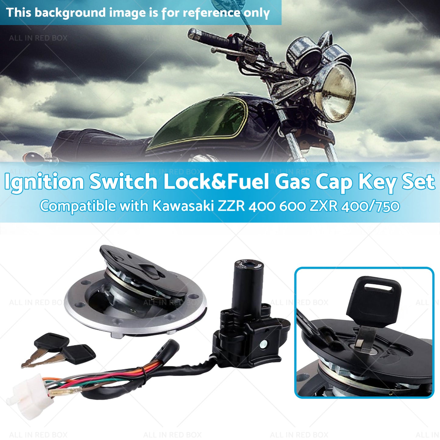 {{ For Kawasaki ZZR 400 600 ZXR 400 750 Ignition Switch Lock and Fuel Gas Cap Key Set }} - Buy Car Parts Online at {{ Kaka Auto Parts }}.