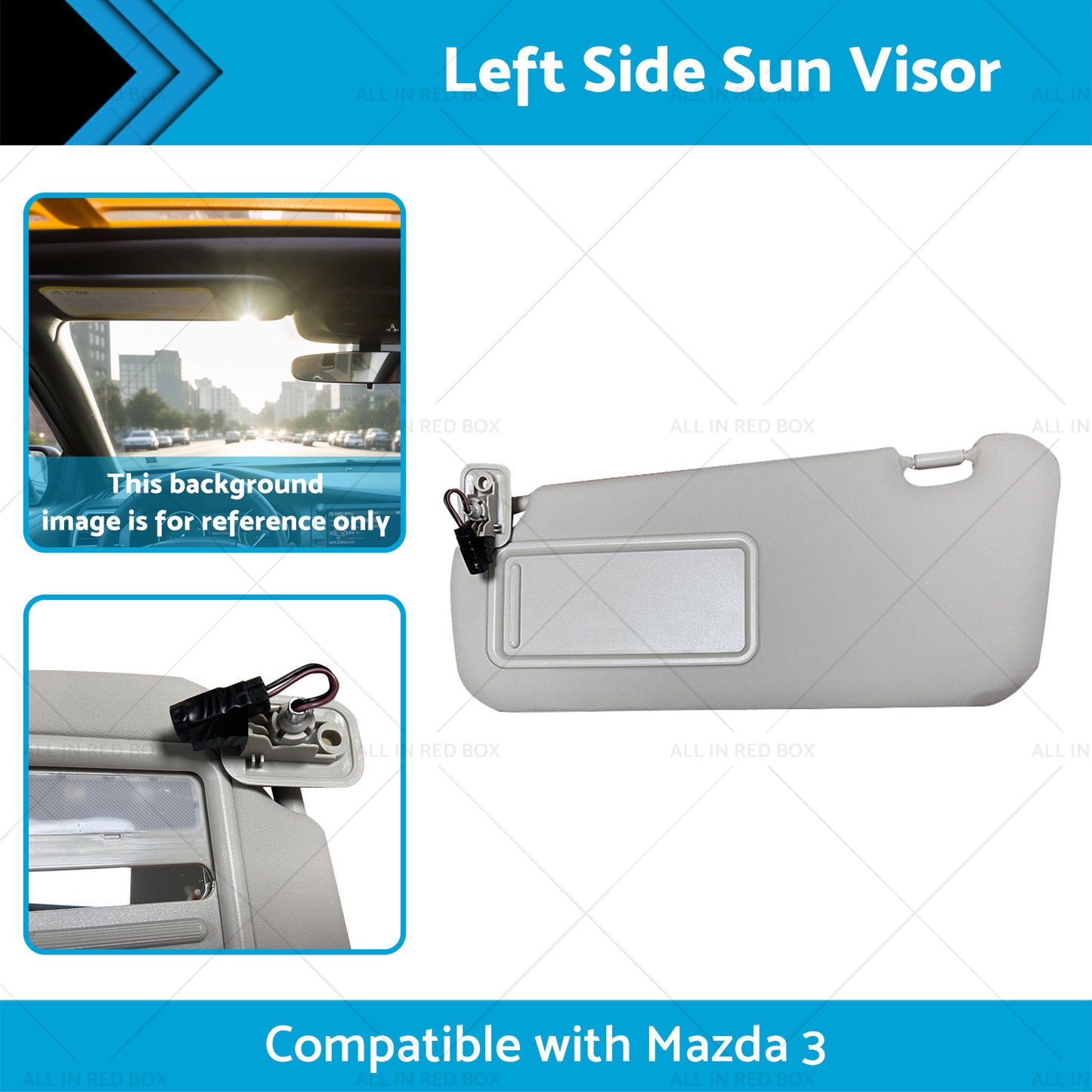 {{ BBM2-69-320C-75 Left Side Sun Visor Suitable for 10-13 Mazda 3 Hatchback }} - Buy Car Parts Online at {{ Kaka Auto Parts }}.