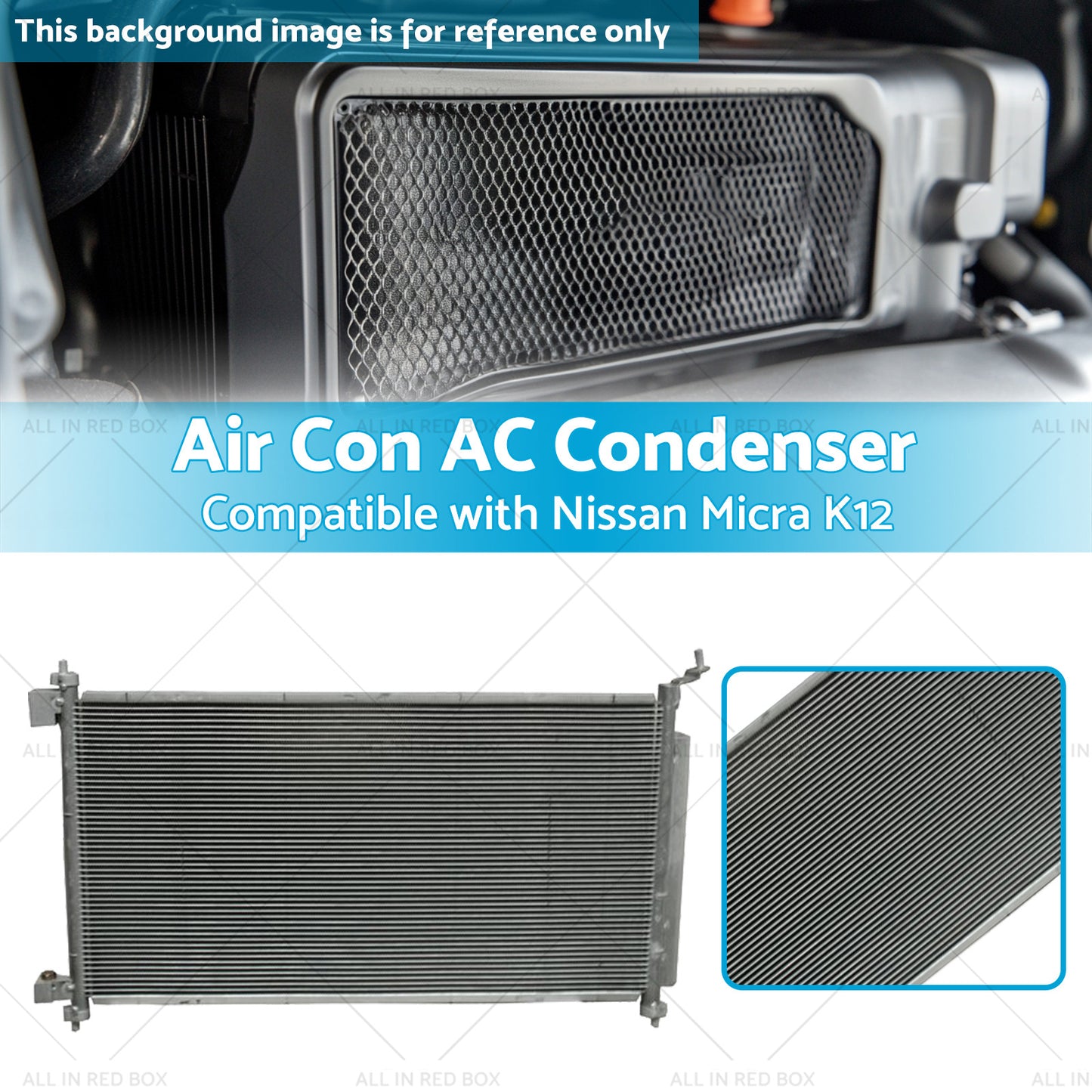 {{ Air Con AC Condenser Suitable for Nissan Micra K12 07/2007-08/2010 650mm 16mm }} - Buy Car Parts Online at {{ Kaka Auto Parts }}.