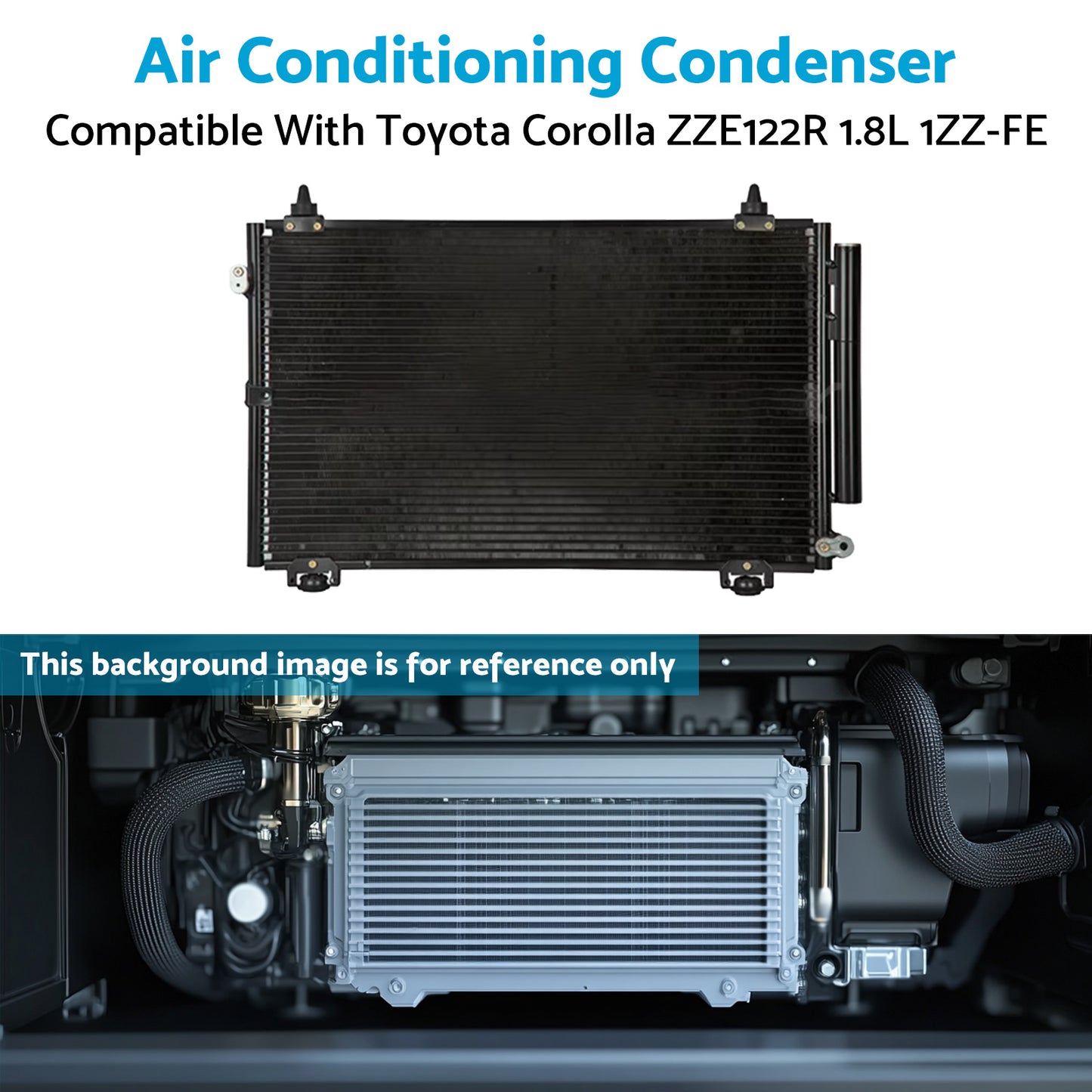 {{ Air Con Condenser Suitable for Toyota Corolla ZZE122R 1.8L 1ZZ-FE 2001-2007 Air Conditioning Condenser Suitable for Toyota Corolla ZZE122R 1.8L 1ZZ-FE 01-07 }} - Buy Car Parts Online at {{ Kaka Auto Parts }}.