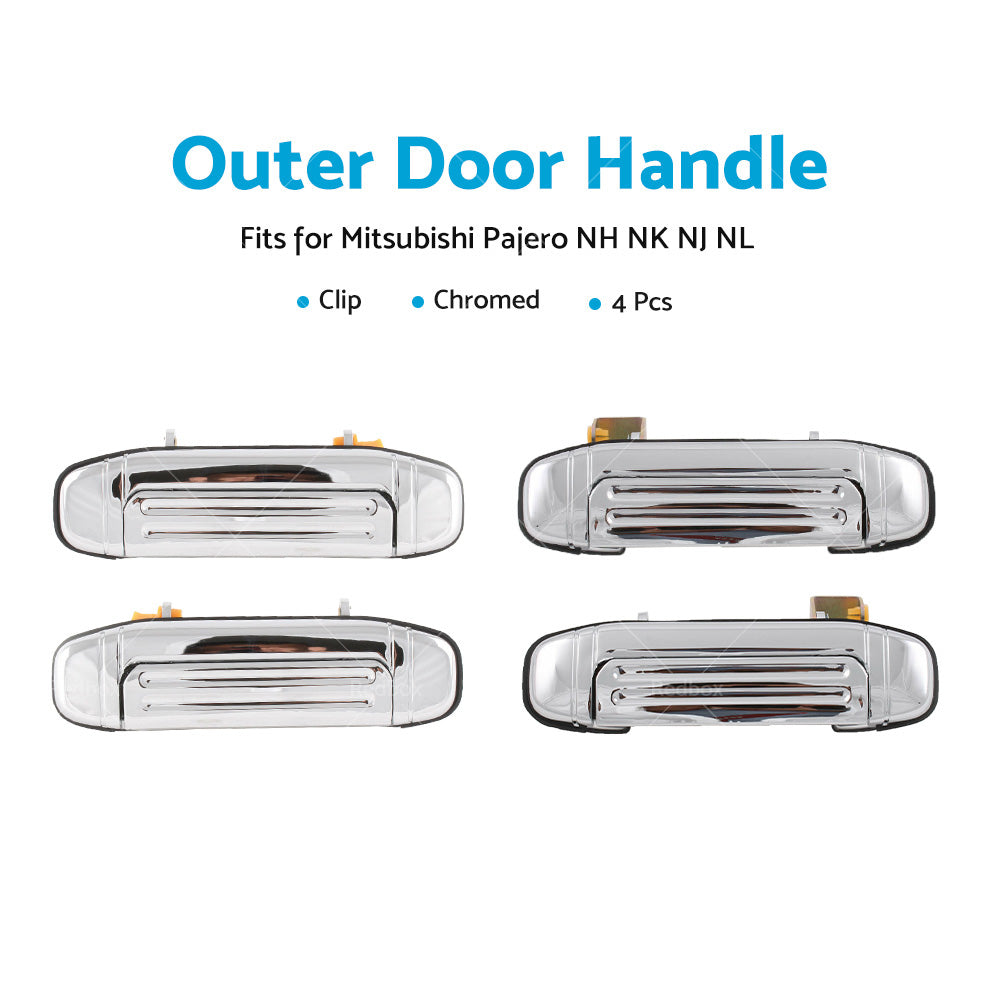 {{ CHROME Set 4 Pcs Outer Door Handle CLIP For Mitsubishi Pajero NH NK NJ NL 91-00 }} - Buy Car Parts Online at {{ Kaka Auto Parts }}.