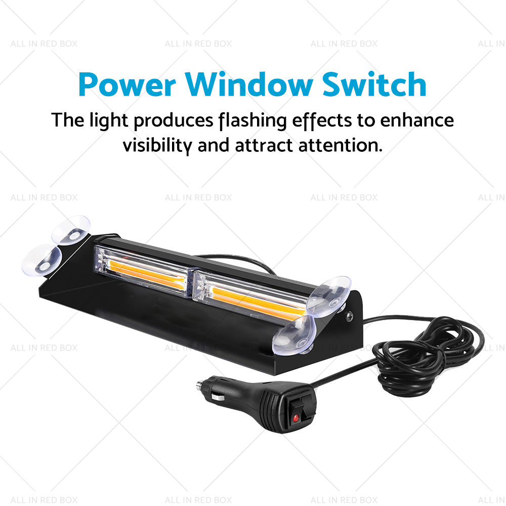 Amber Bar LED Flashing Beacon Strobe Warning Light Car Truck For Windshield Dash