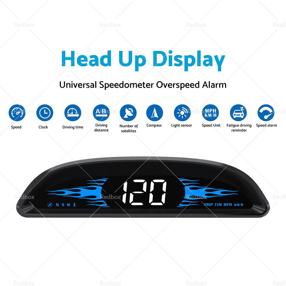 Car HUD Head Up Display LCD Digital GPS Speedometer Overspeed Alarm Universal