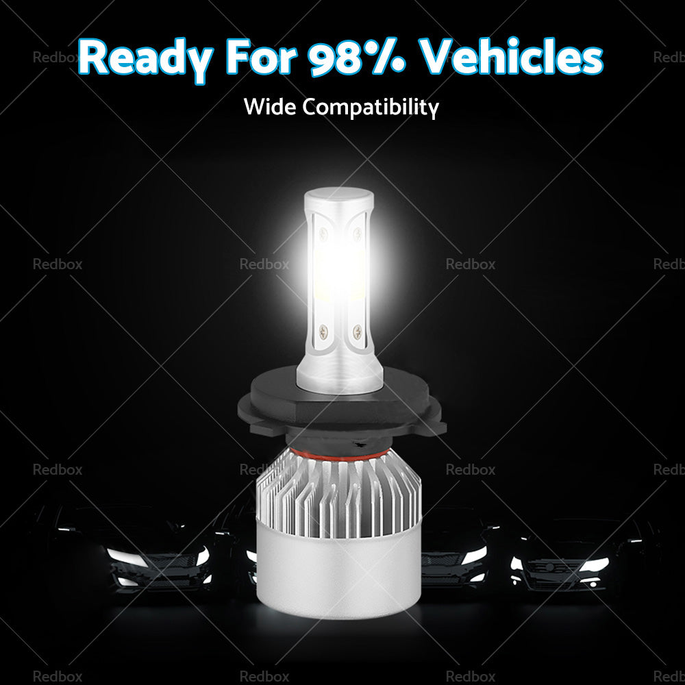 2x HB2 9003 H4 LED Headlight Globes Kit Hi or Low Beam 9000LM Brighter White