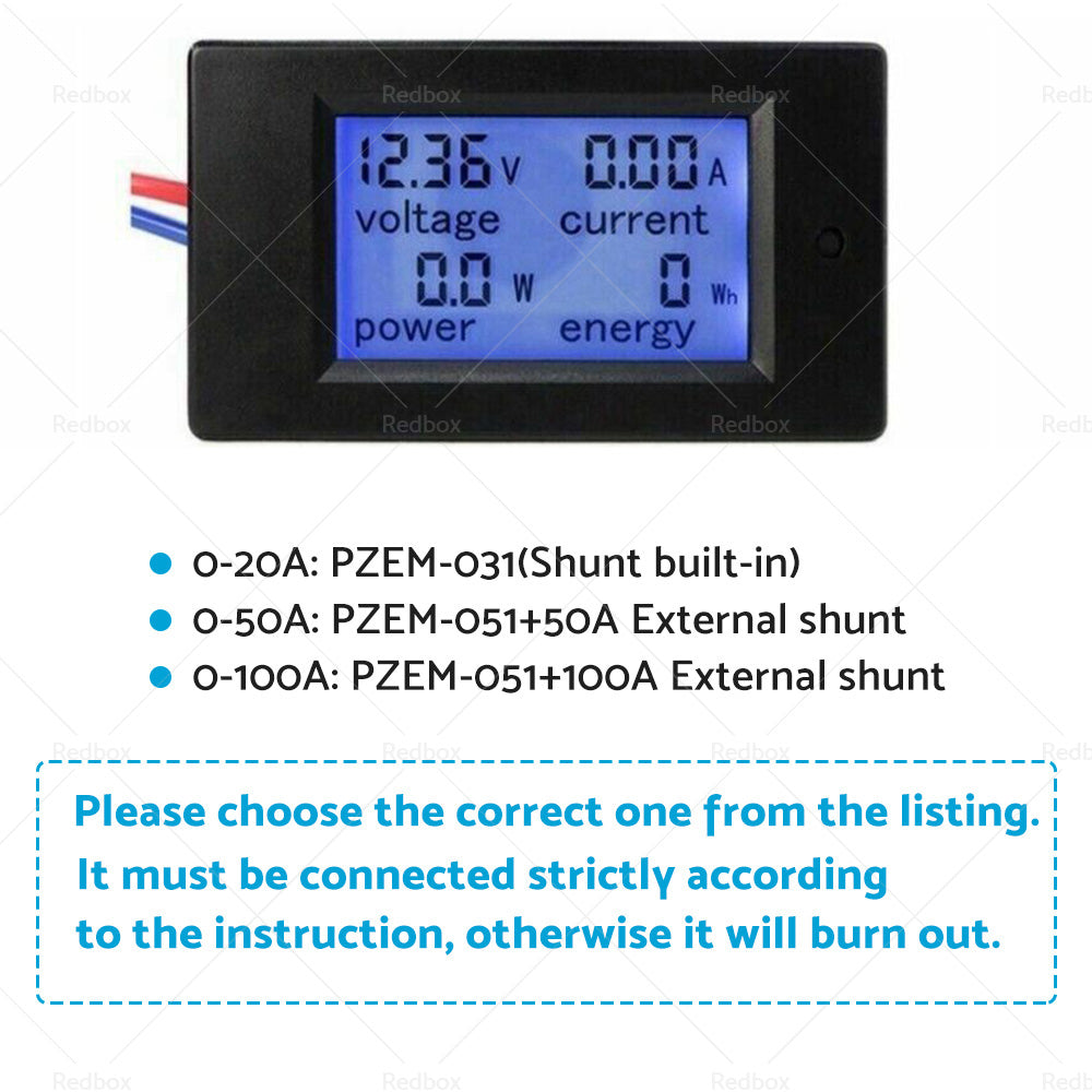 {{ DC 6. 5~100V 20-50-100A LCD Digital Combo Panel Display Volt Amp Power Watt Meter }} - Buy Car Parts Online at {{ Kaka Auto Parts }}.