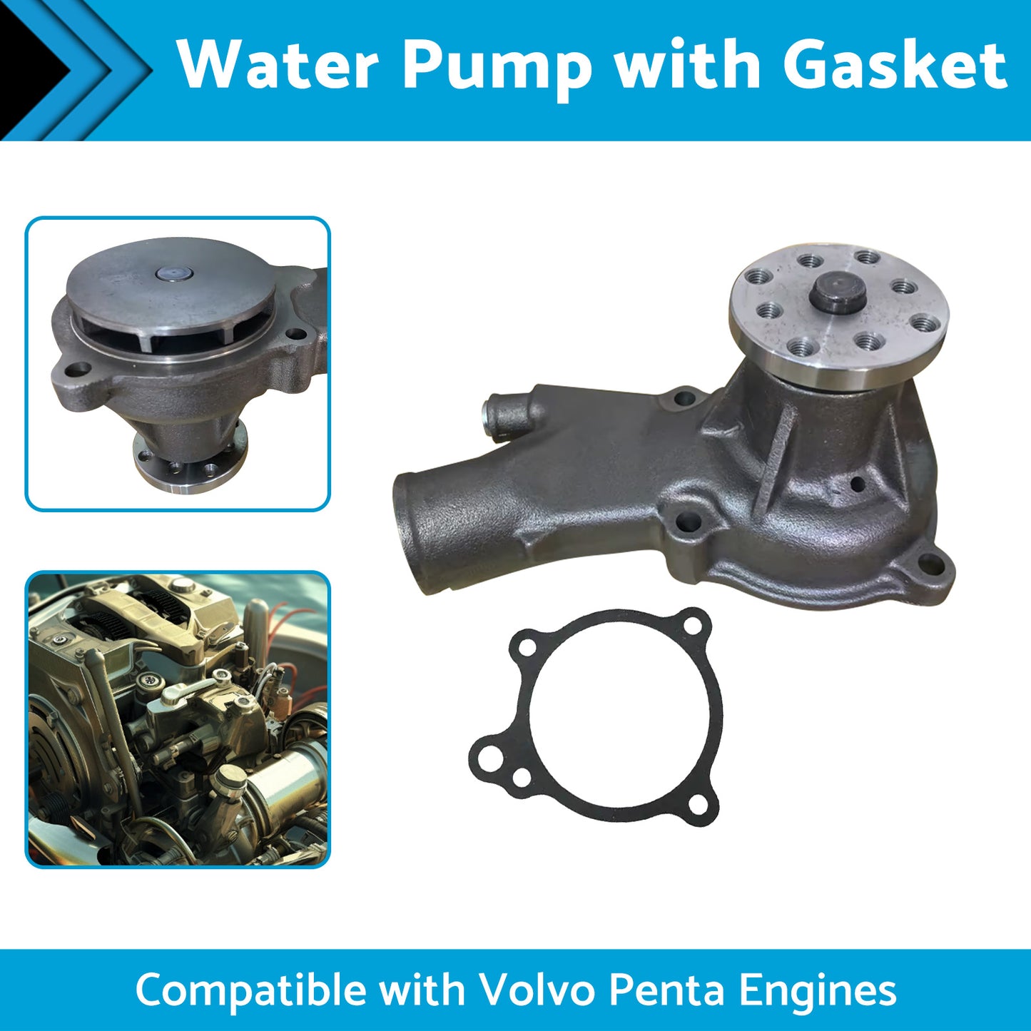 {{ 65142A1 Water Pump With Gasket Suitable For Mercruiser Marine 884727 814755 2. 5 }} - Buy Car Parts Online at {{ Kaka Auto Parts }}.