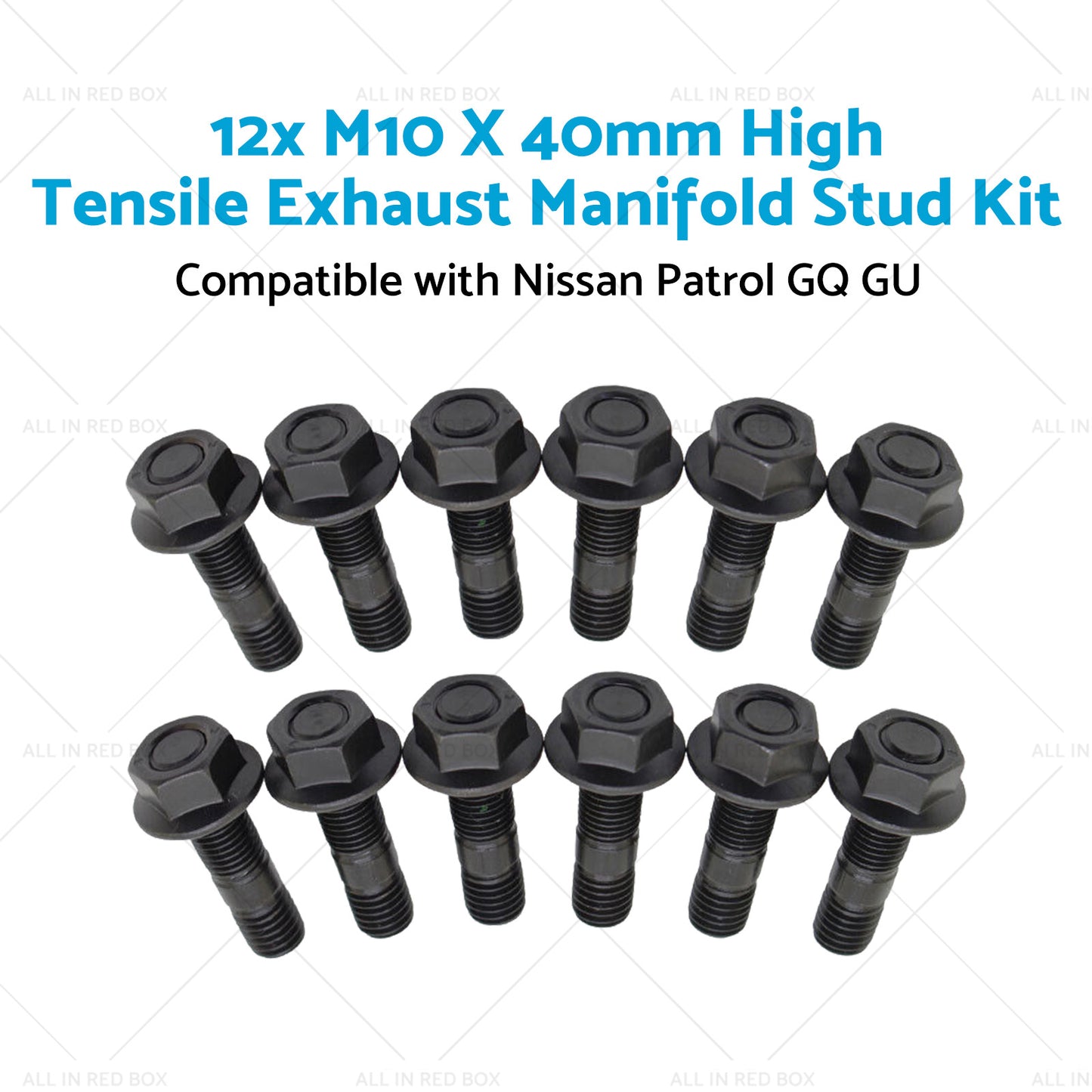 {{ M10 X 40mm 12x High Tensile Exhaust Manifold Stud Kit Suitable for TD42 GQ GU }} - Buy Car Parts Online at {{ Kaka Auto Parts }}.