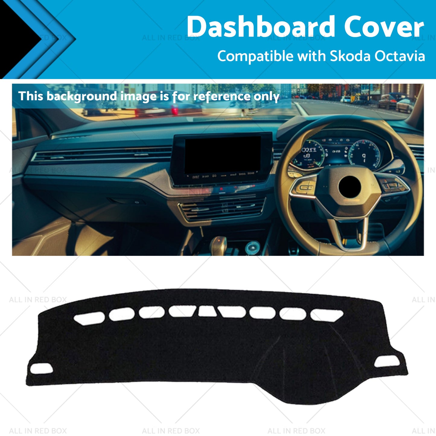{{ Black Non-Slip Dash Mat Suitable For Skoda Octavia Mk3 2013-2020 Dashboard Cover }} - Buy Car Parts Online at {{ Kaka Auto Parts }}.