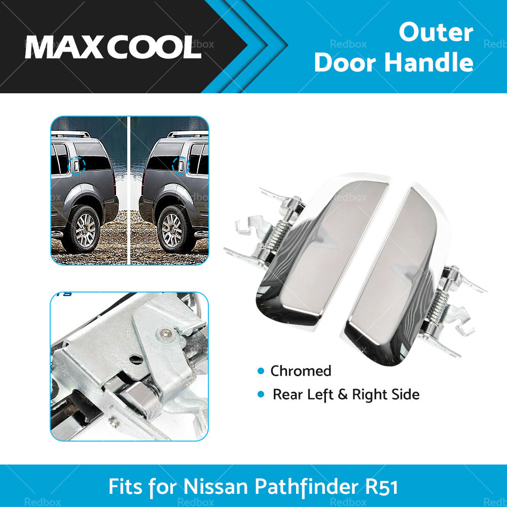Chrome 1 Pair LHRH REAR Outer Door Handle For Nissan Pathfinder R51 2005~2013