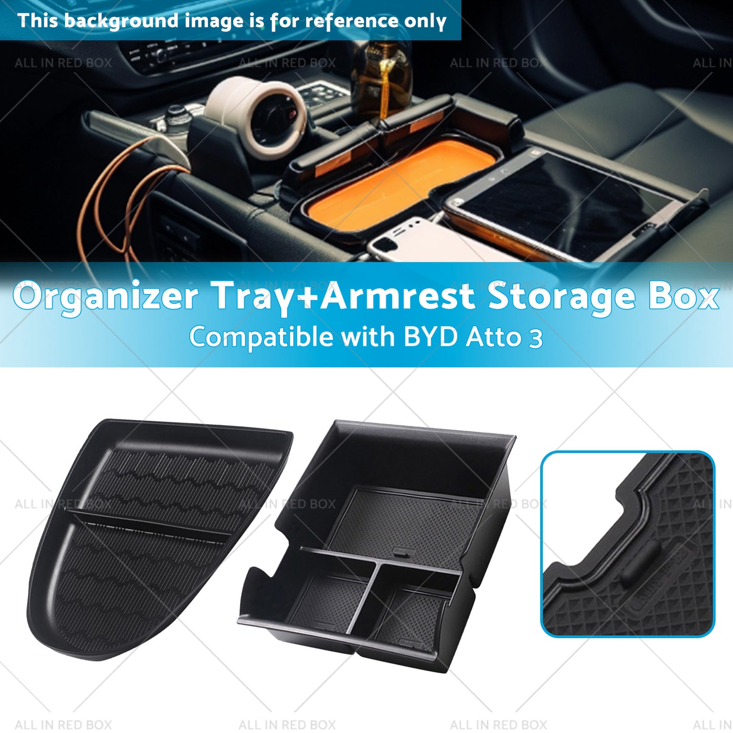 {{ Armrest Storage Box? Organizer Tray Suitable For BYD Atto 3 22-23 }} - Buy Car Parts Online at {{ Kaka Auto Parts }}.