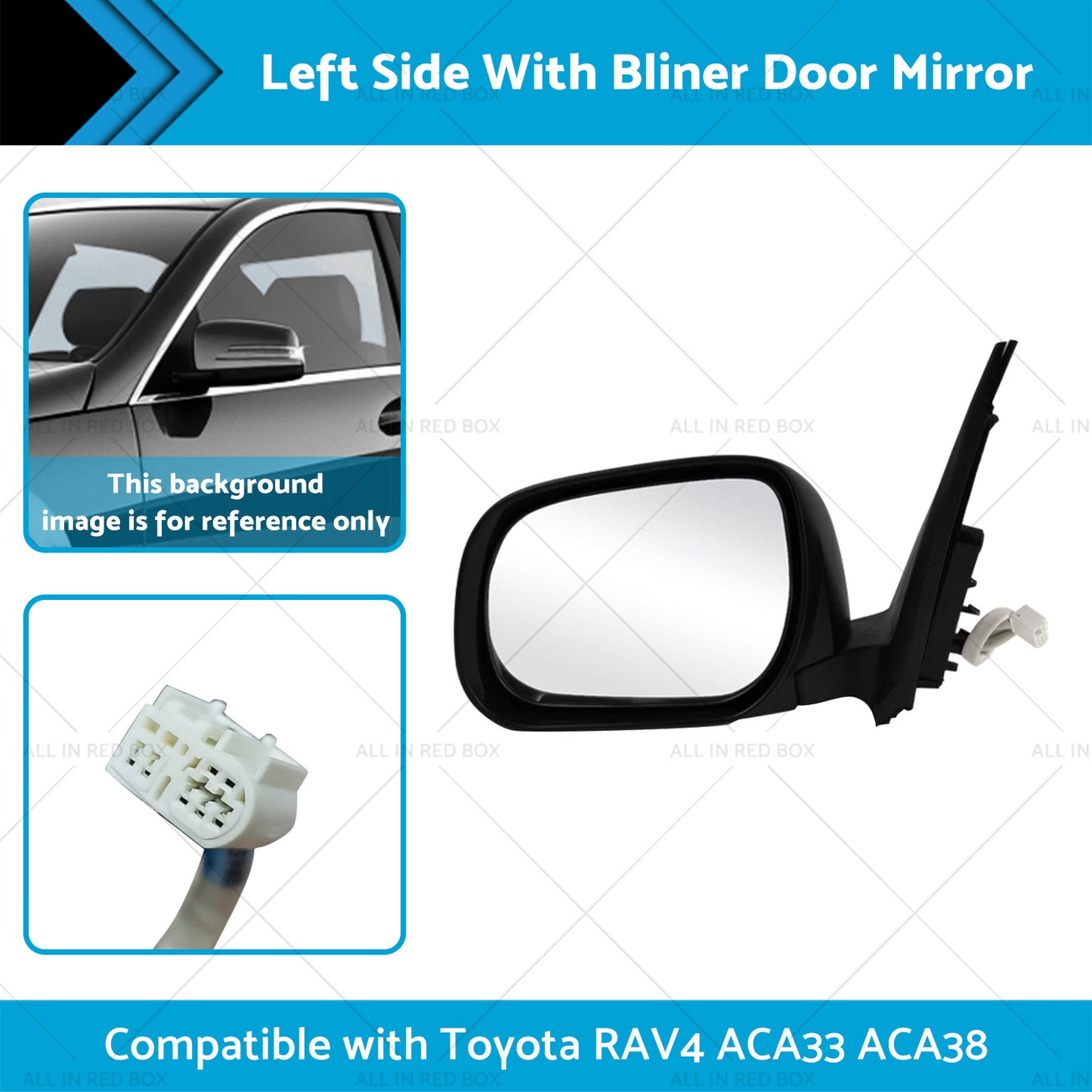 {{ Left Side With Bliner Door Mirror Suitable for Toyota RAV4 ACA33 ACA38 08-12 }} - Buy Car Parts Online at {{ Kaka Auto Parts }}.