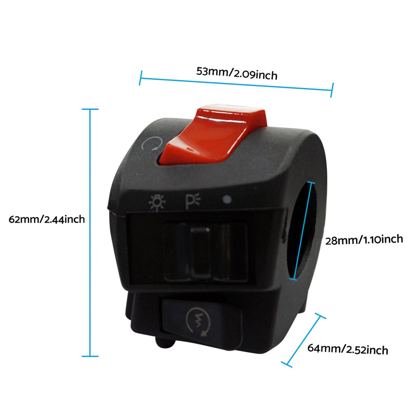Motorcycle Handlebar Headlight Control Switch Turn On/Off Light Indicator