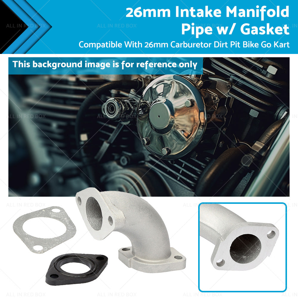26mm Intake Manifold Pipe w Gasket For 26mm Carburetor Dirt Pit Bike Go Kart