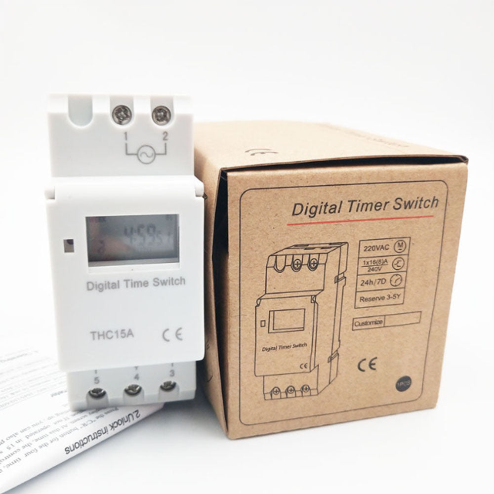AU Local Digital LCD Power Programmable DIN Rail Timer Time Switch Relay AC 220V