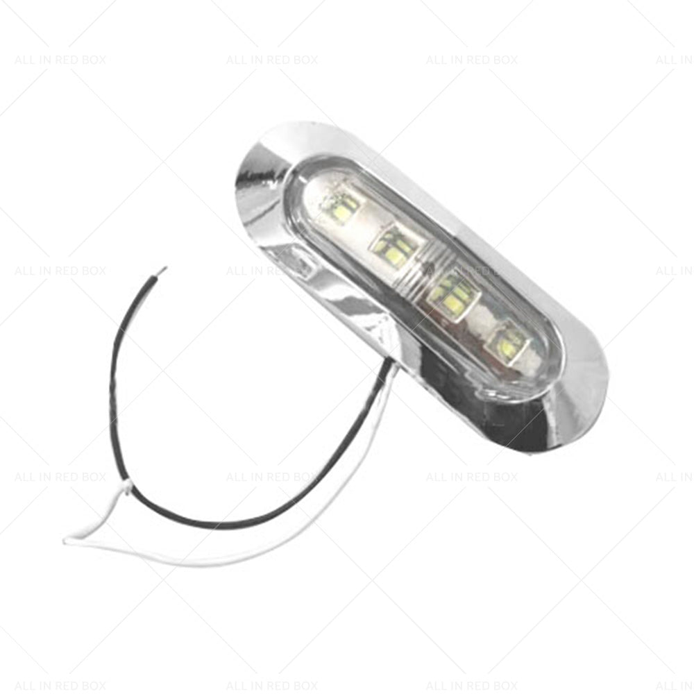 {{ 10X White 4 LED Side Marker Lamp Clearance Light Truck Trailer Lorry Chrome Lamp }} - Buy Car Parts Online at {{ Kaka Auto Parts }}.