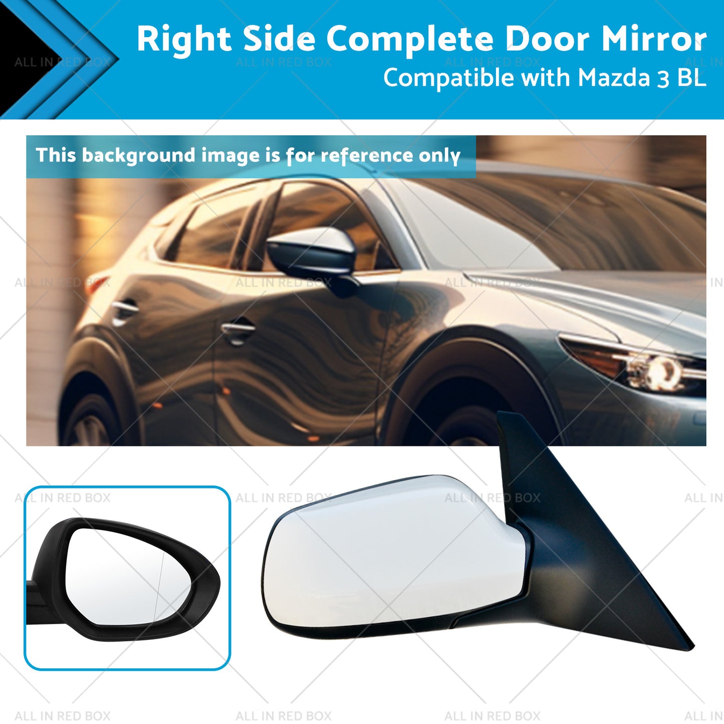{{ Right Door Mirror Suitable for Mazda 3 BL 2009-2013 NO Indicator White }} - Buy Car Parts Online at {{ Kaka Auto Parts }}.