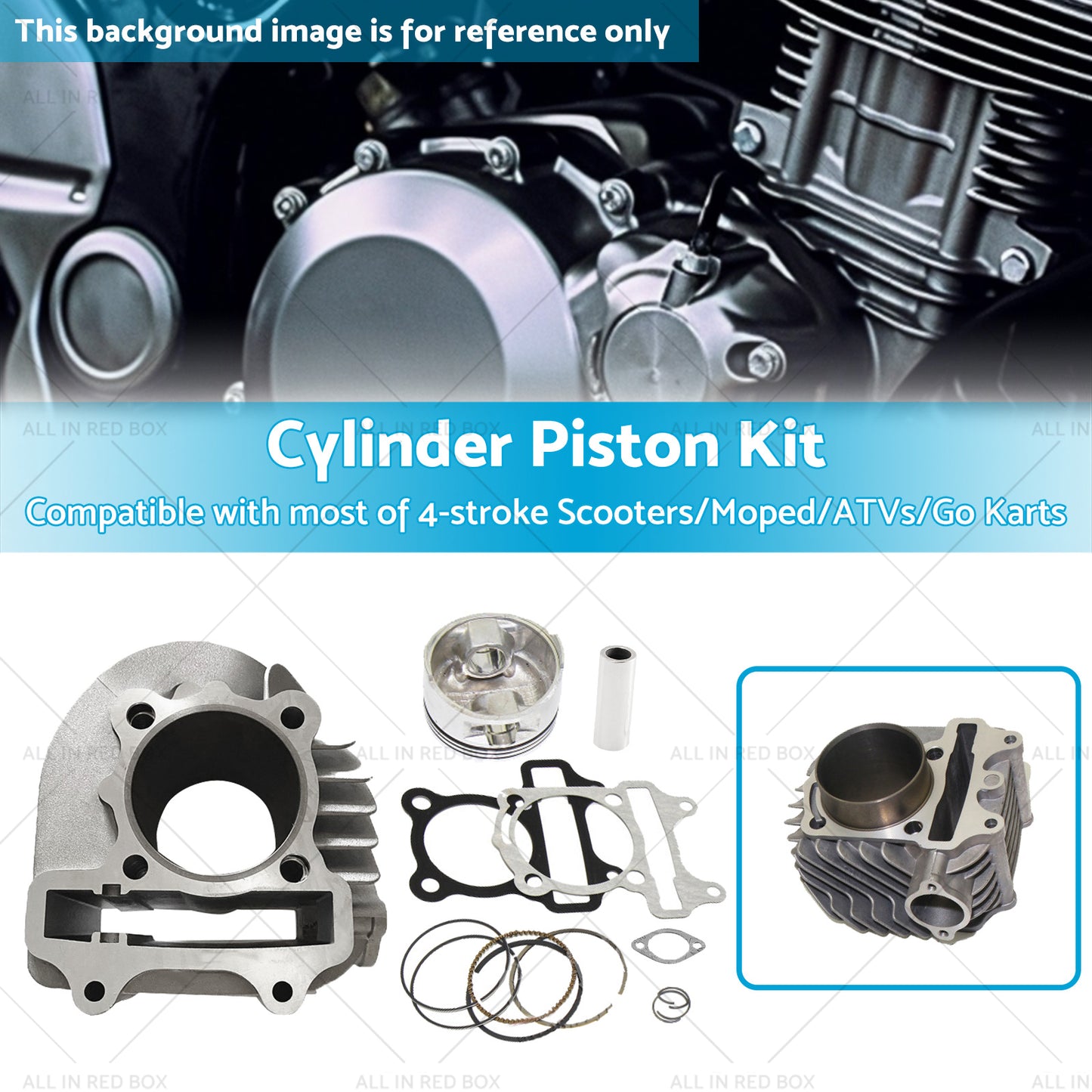 {{ 61mm Bore Cylinder Upgrade Kit Piston Gasket Suitable for GY6 172cc 180cc Motor }} - Buy Car Parts Online at {{ Kaka Auto Parts }}.
