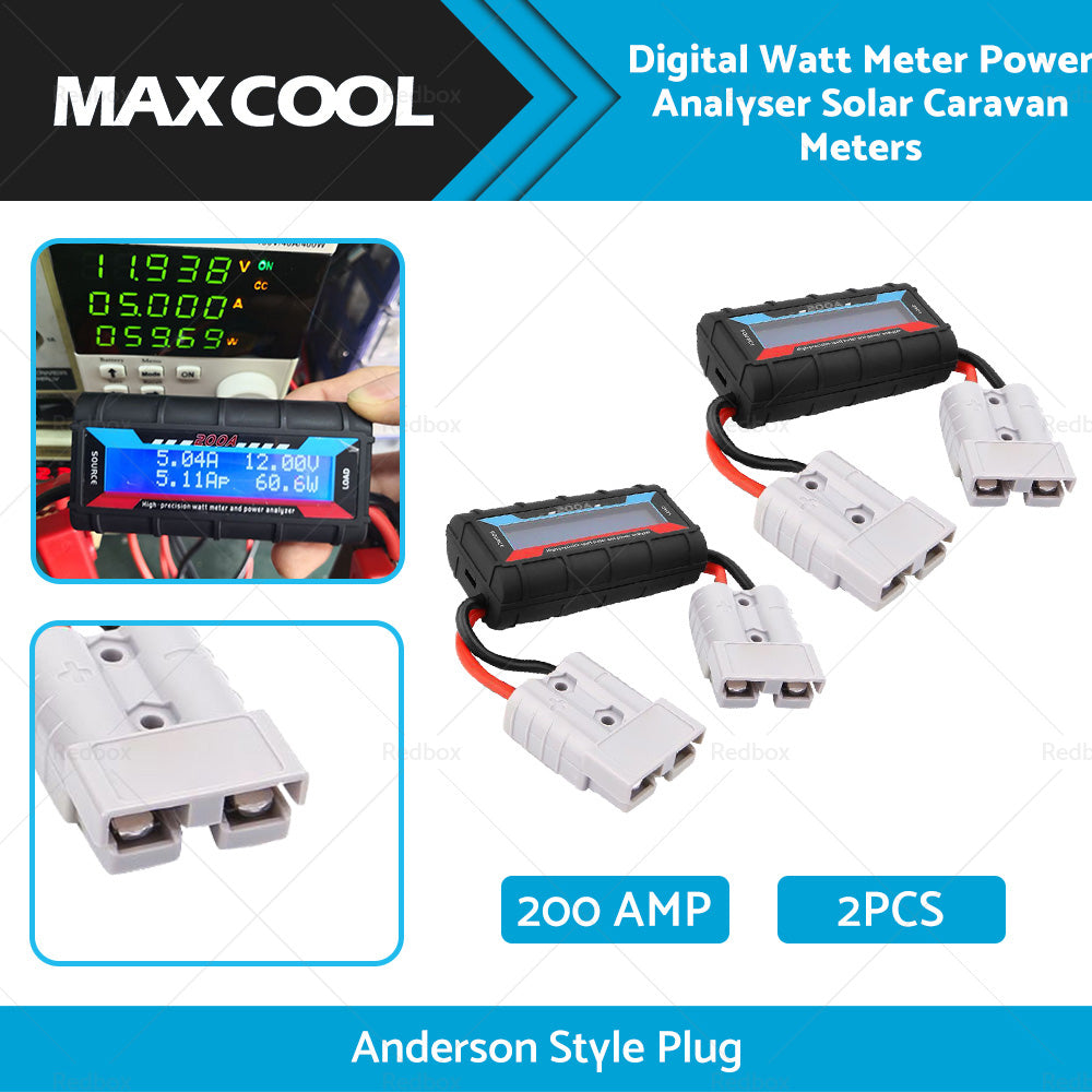 {{ 2 x Digital Watt Meter 200 Amp Power Analyser Solar Caravan Anderson Style Plug }} - Buy Car Parts Online at {{ Kaka Auto Parts }}.