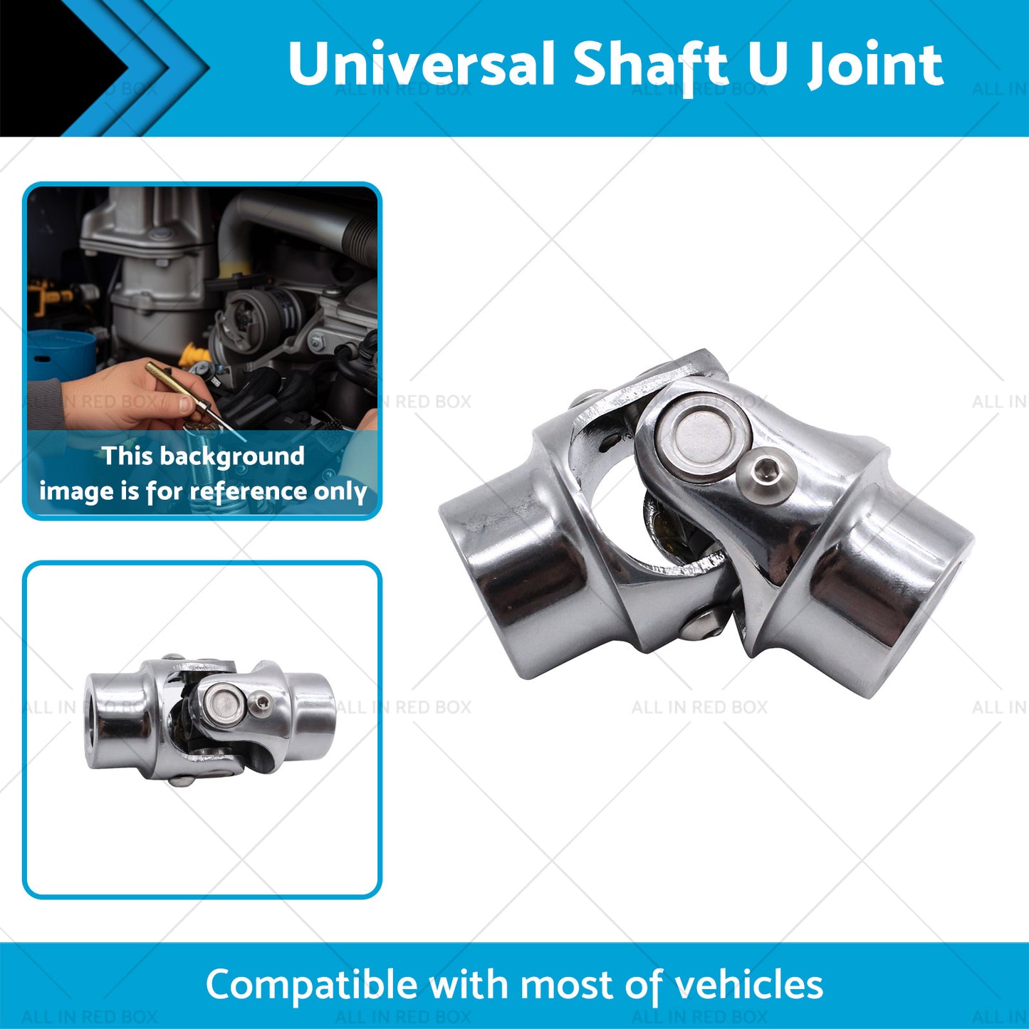 {{ 3 or 4 inch Round x 3 or 4 inch Round Stainless Steel Universal Single Steering Shaft U Joint }} - Buy Car Parts Online at {{ Kaka Auto Parts }}.