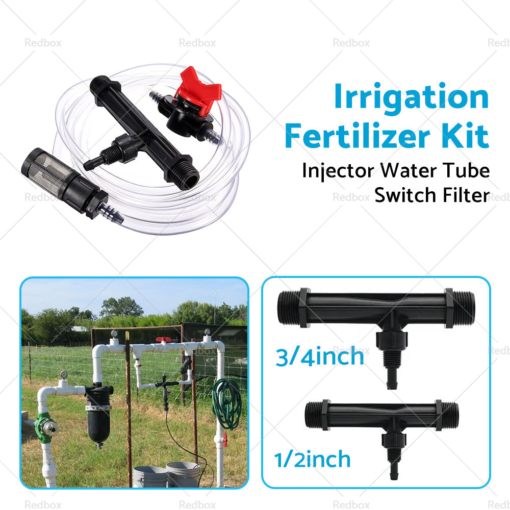 1/2 3/4 Irrigation Venturi Fertilizer Kit Injector Water Tube Switch Filter