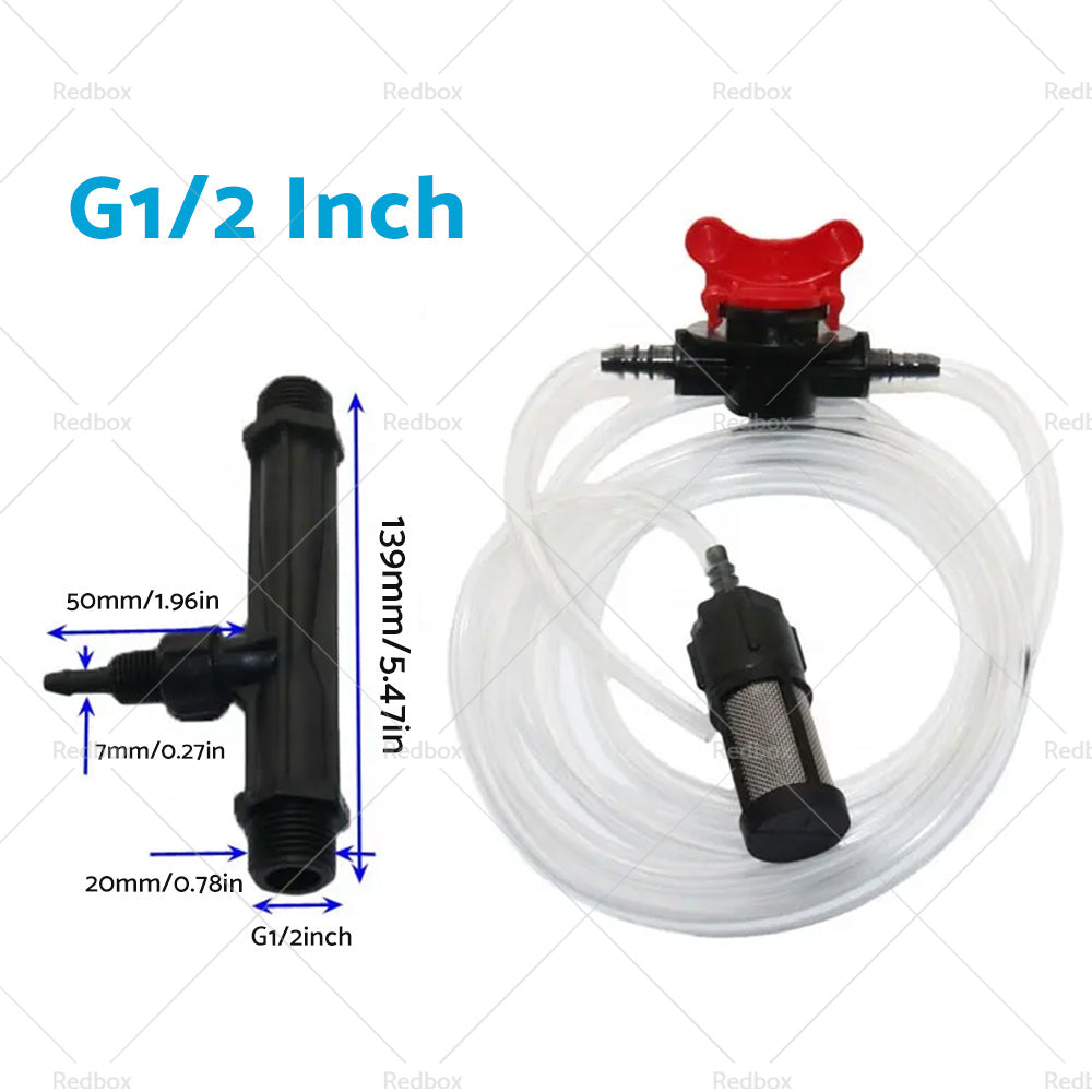 1/2 3/4 Irrigation Venturi Fertilizer Kit Injector Water Tube Switch Filter