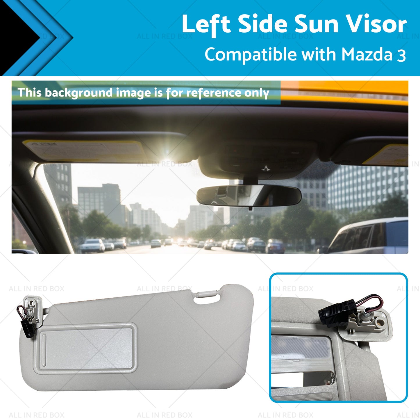 {{ BBM2-69-320C-75 Left Side Sun Visor Suitable for 10-13 Mazda 3 Hatchback }} - Buy Car Parts Online at {{ Kaka Auto Parts }}.