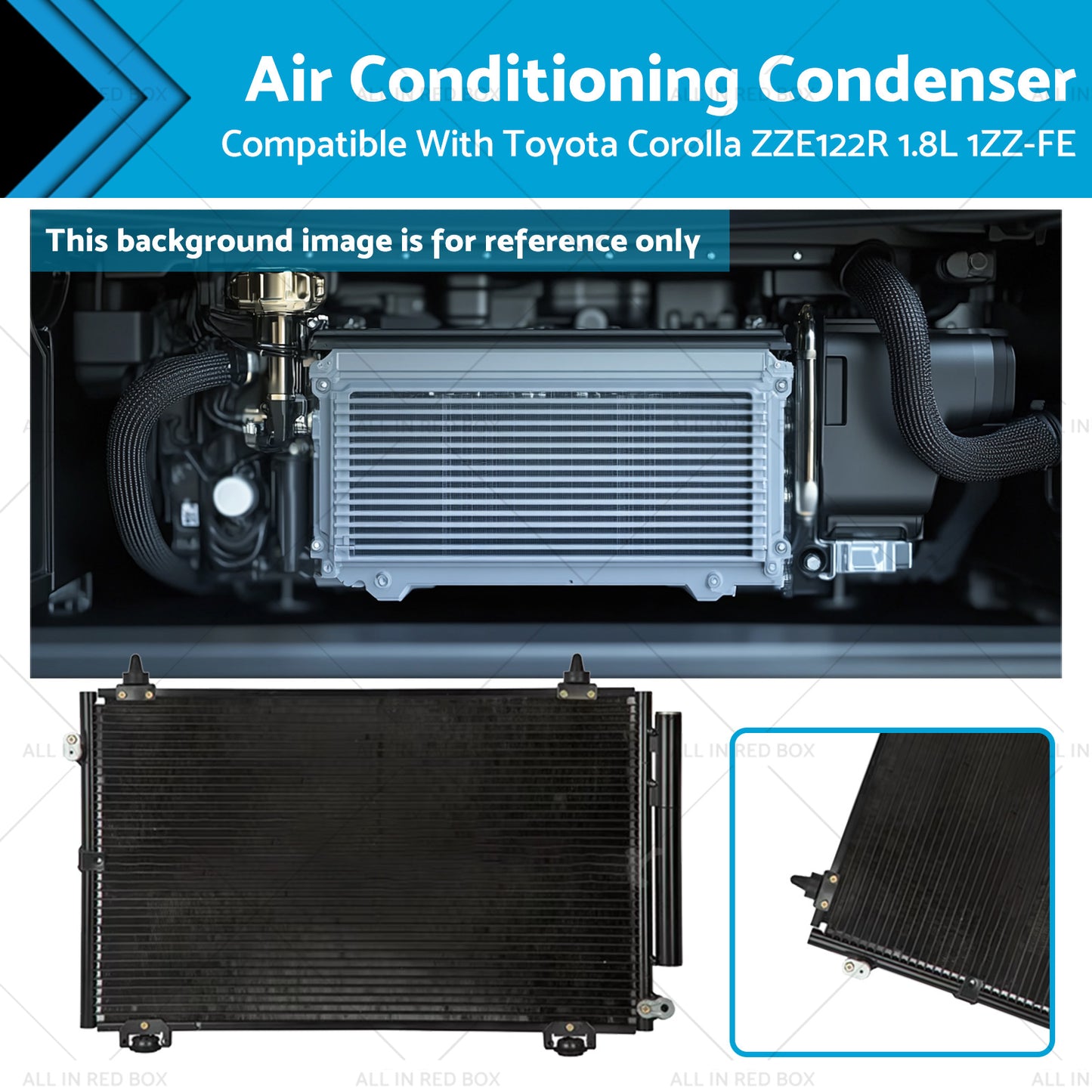 {{ Air Con Condenser Suitable for Toyota Corolla ZZE122R 1.8L 1ZZ-FE 2001-2007 Air Conditioning Condenser Suitable for Toyota Corolla ZZE122R 1.8L 1ZZ-FE 01-07 }} - Buy Car Parts Online at {{ Kaka Auto Parts }}.