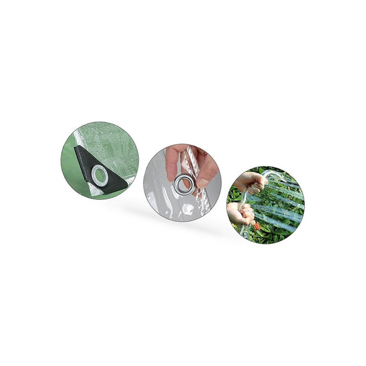 Clear PVC Heavy Duty Tarp 200x600cm Waterproof Outdoor Plant Cover Grommets
