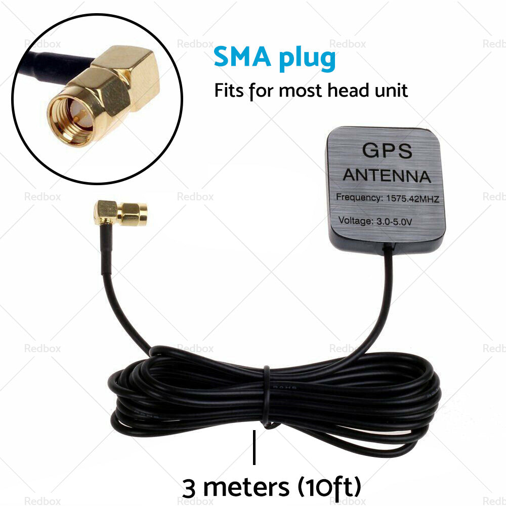 GPS Antenna SMA Plug Active Aerial Extension Cable for Car DVD Head Unit Stereos