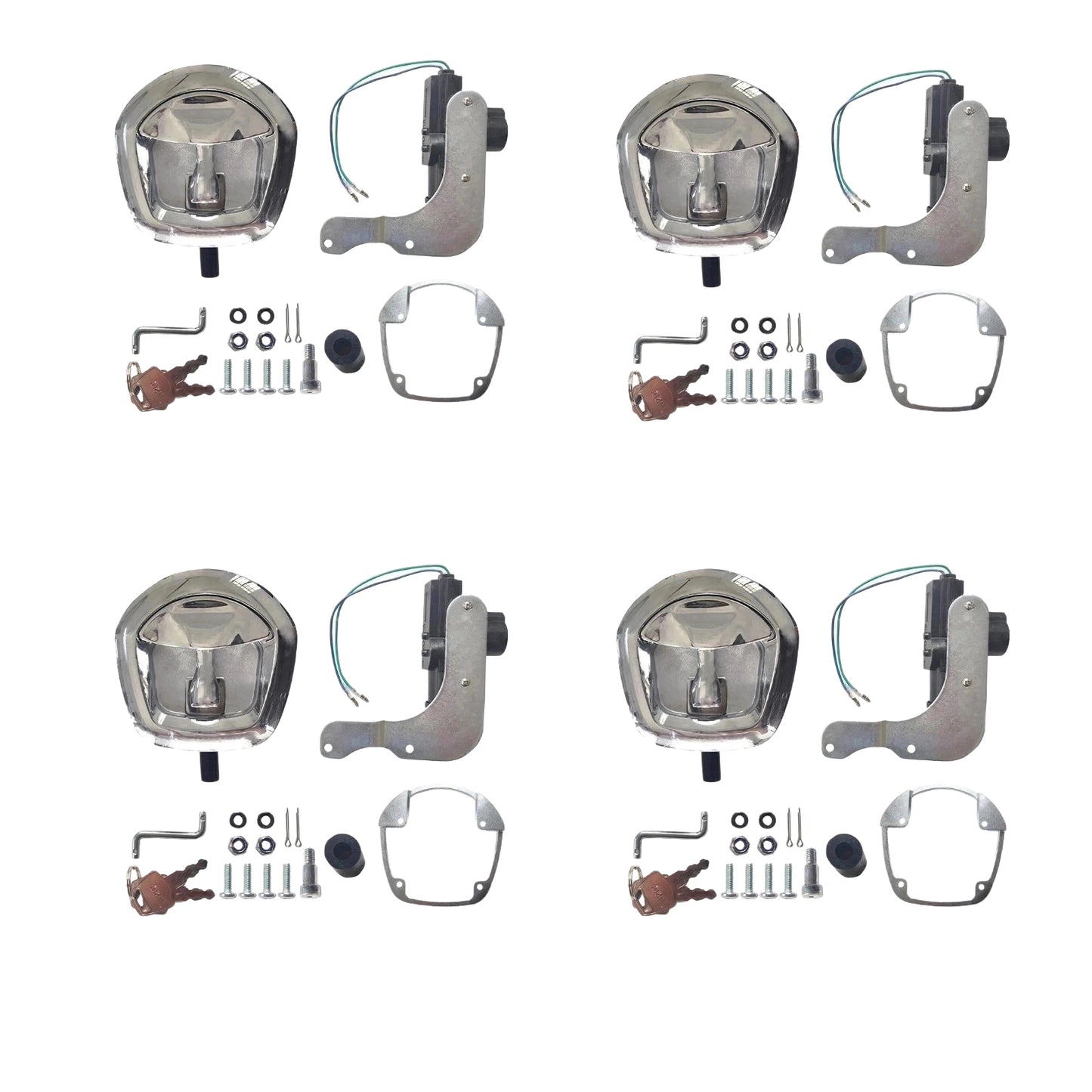 4 Set Chrome Power Operated Recessed Folding Whale Tail T-Lock Handle Toolbox