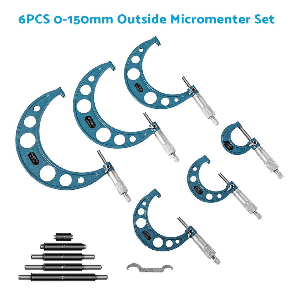 {{ 6pcs or set 0-150mm Precision Outside Micrometer Machinist Tool Set Carbide 0. 01mm }} - Buy Car Parts Online at {{ Kaka Auto Parts }}.