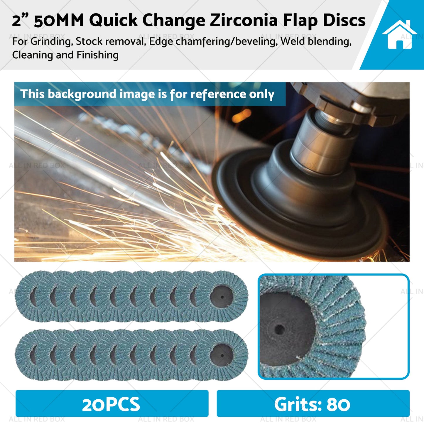 20X 2 inch 50MM Quick Change Zirconia Flap Discs Metal Sanding Flap Discs