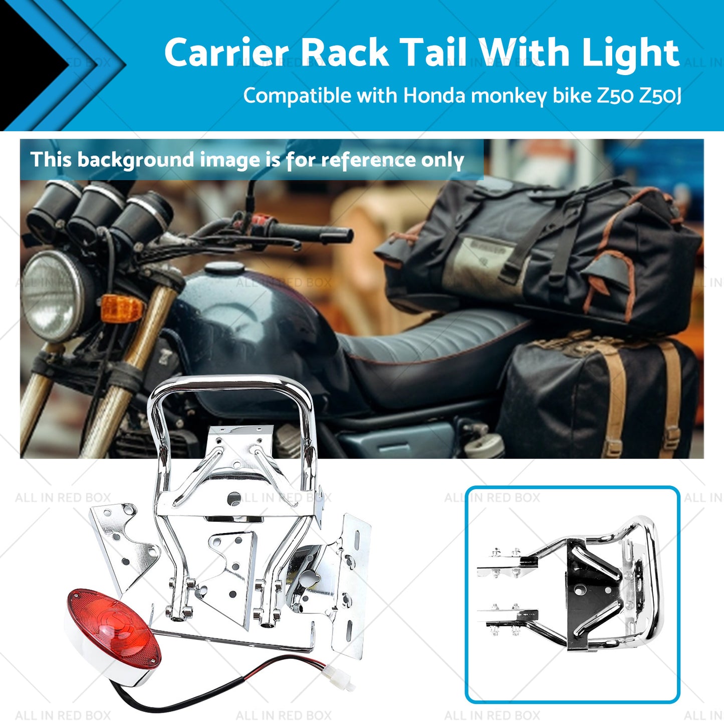 {{ Rear Carrier Rack Tail Light Suitable For Honda Z50J Monkey Gorilla Motorcycle }} - Buy Car Parts Online at {{ Kaka Auto Parts }}.