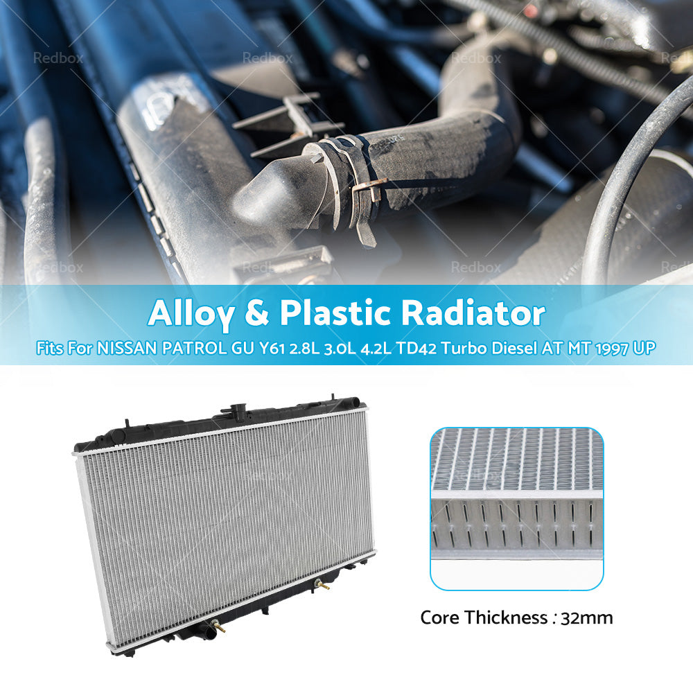 {{ RADIATOR Fit NISSAN PATROL GU Y61 2. 8L 3. 0L 4. 2L TD42 Turbo Diesel AT MT 1997 UP }} - Buy Car Parts Online at {{ Kaka Auto Parts }}.