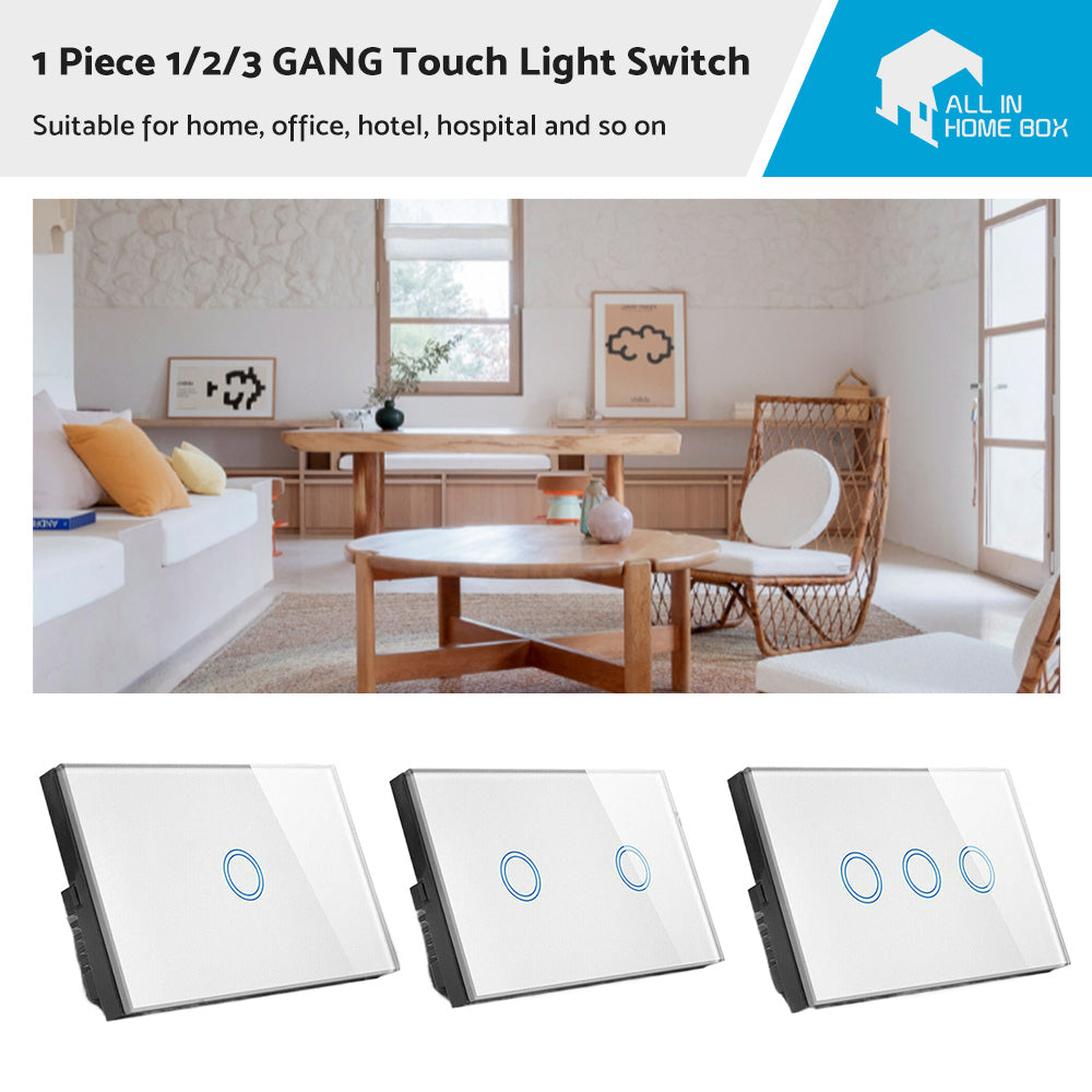 {{ 1Piece 1/2/3 Gang Touch Wall Light Switch LED 1 Way Touch Glass Switch }} - Buy Car Parts Online at {{ Kaka Auto Parts }}.