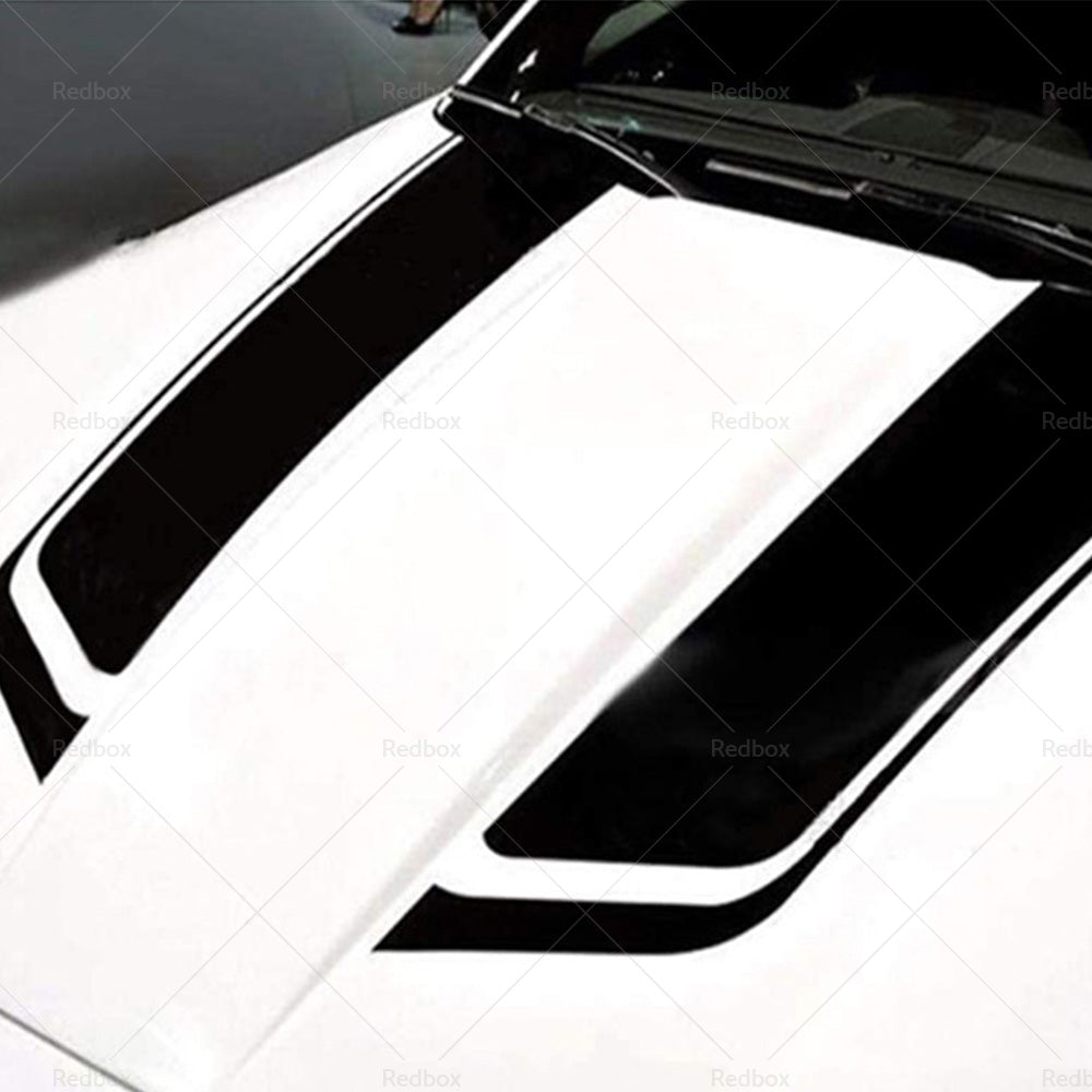 {{ 2pcs Wide Black Racing Car Hood Stripe Decal Auto Vinyl Bonnet Sticker Universal }} - Buy Car Parts Online at {{ Kaka Auto Parts }}.