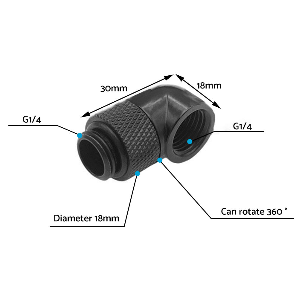 {{ 2PCS Black Green Water Cooling G1 4 Thread 90隆茫 Rotary Elbow Adapter Fitting }} - Buy Car Parts Online at {{ Kaka Auto Parts }}.