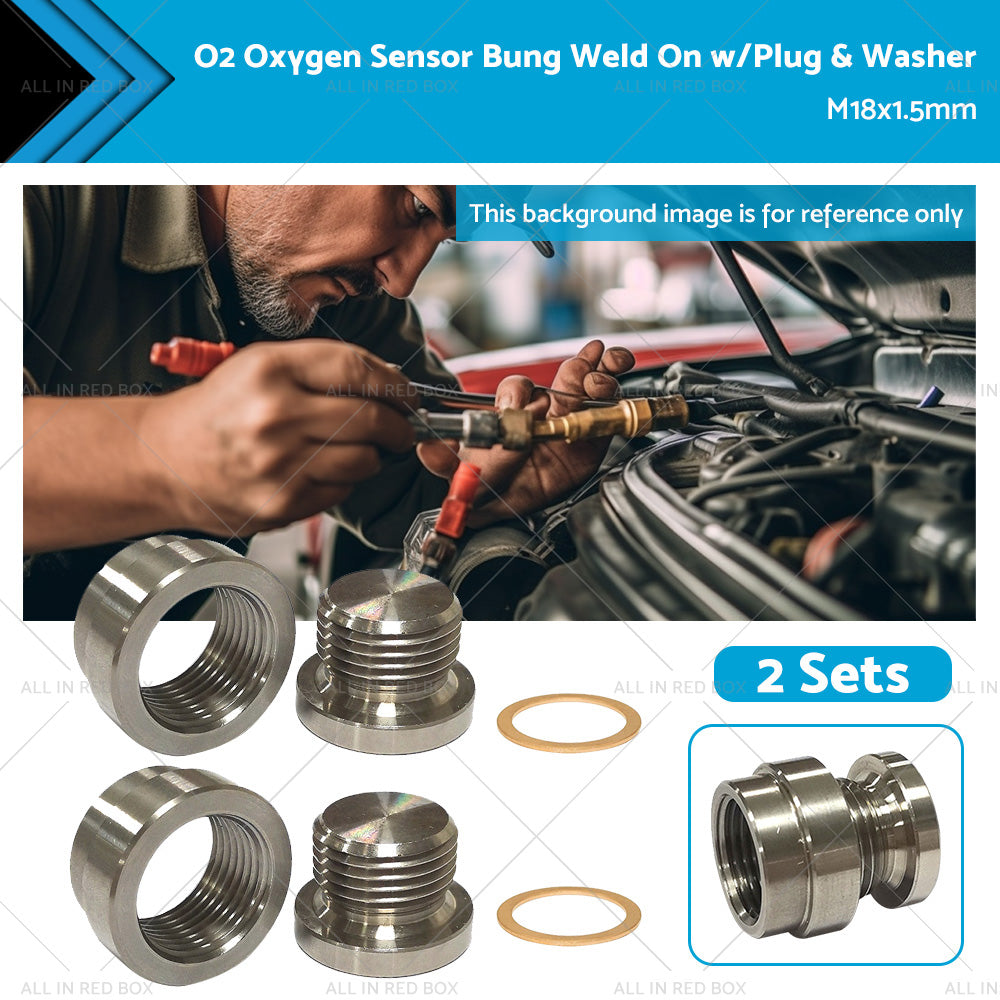 2 SETS O2 Oxygen Sensor Bung Weld On w or Plug and Washer M18x1. 5mm