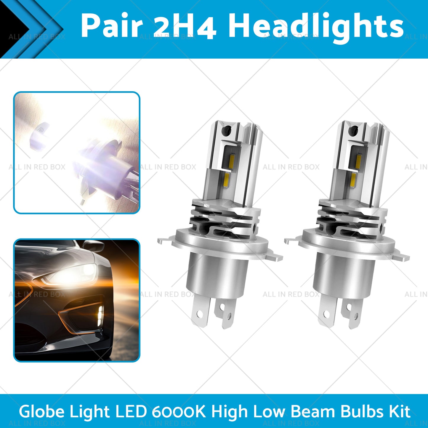 {{ 2x H4 Headlights Replacement Globe Light LED 6000K High Low Beam Bulbs Kit }} - Buy Car Parts Online at {{ Kaka Auto Parts }}.