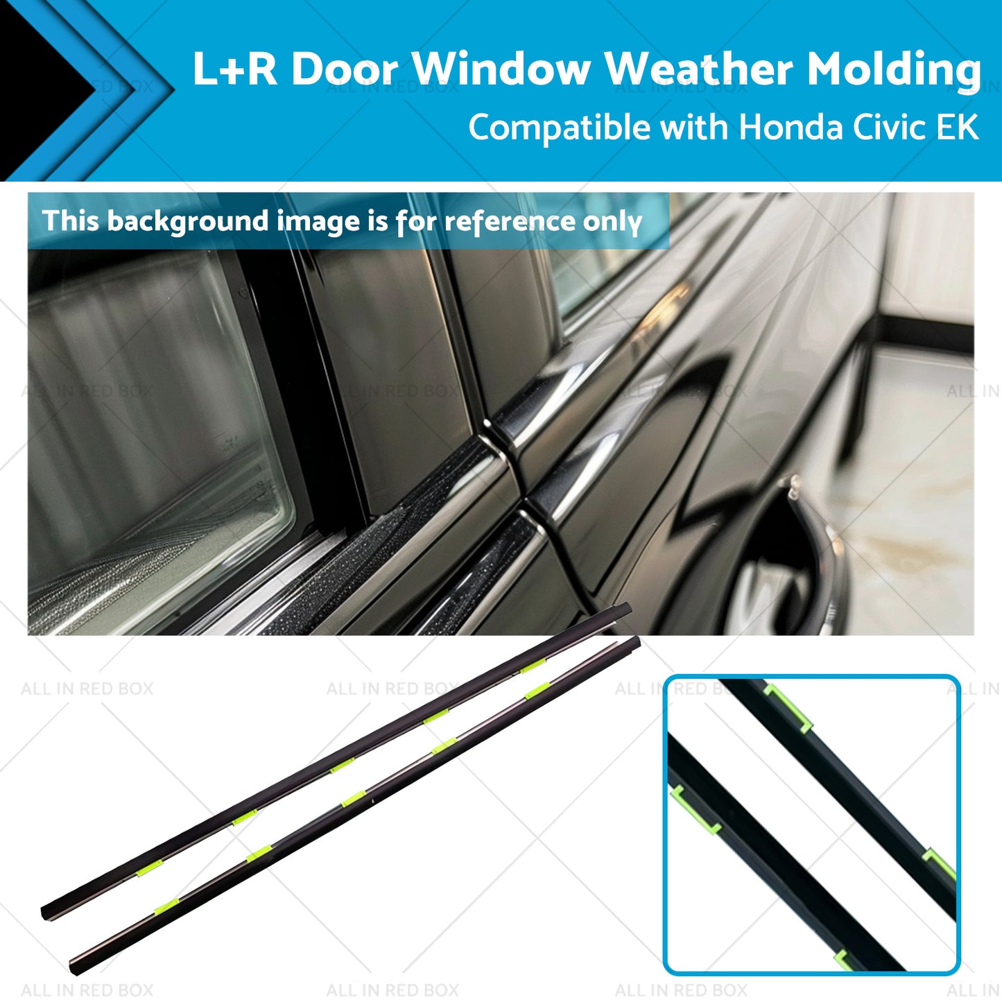 {{ LR Door Window Weather Molding 72410-S03-003 Suitable For Honda Civic EK 2door }} - Buy Car Parts Online at {{ Kaka Auto Parts }}.