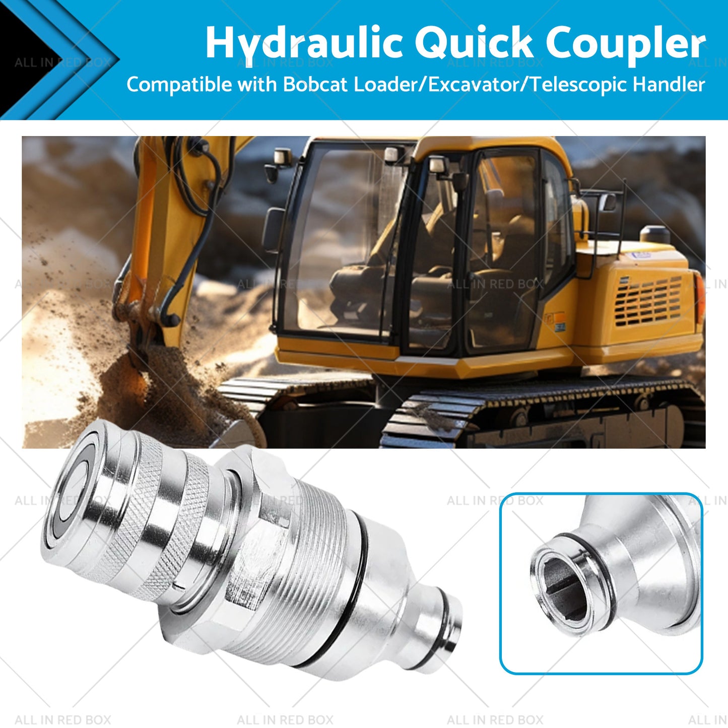 {{ Suitable For Bobcat Female Hydraulic Coupler Flat Faced Quick 7246802 FFH 48mm }} - Buy Car Parts Online at {{ Kaka Auto Parts }}.