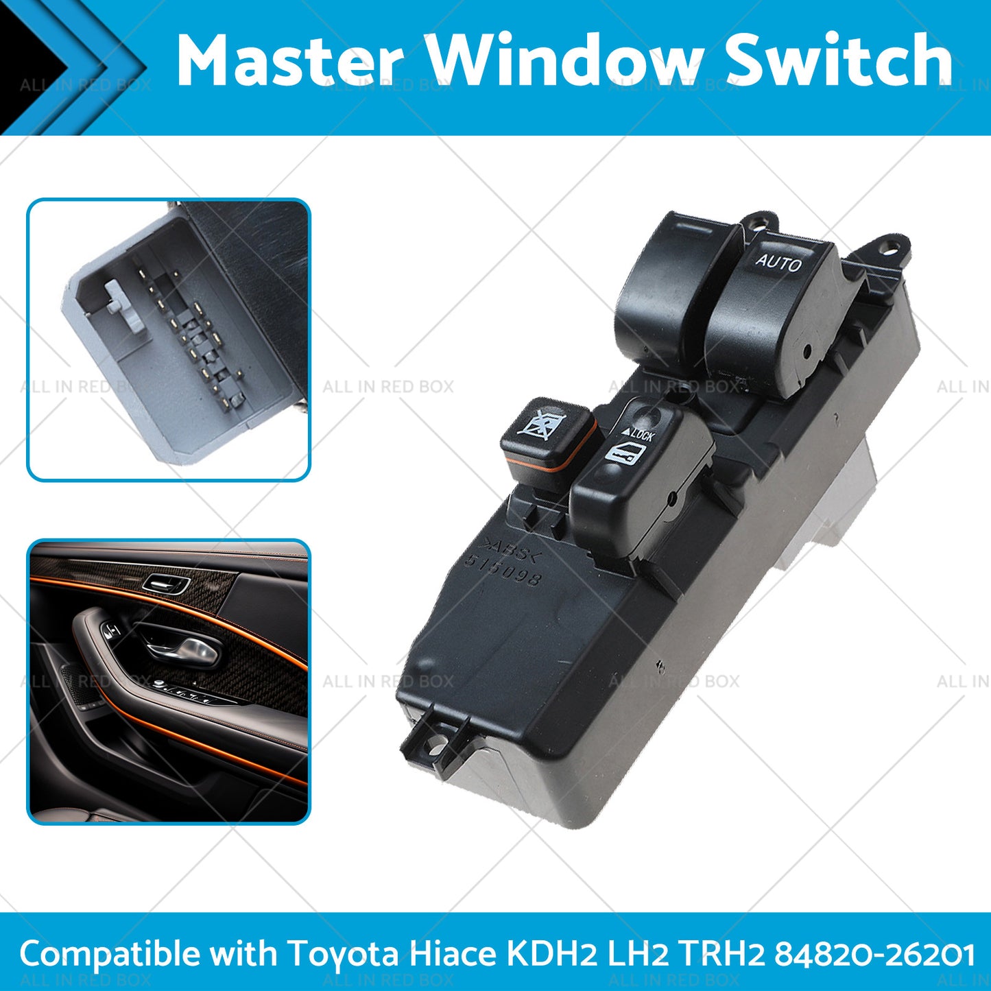 {{ 1x Master Window Switch Suitable For Toyota Hiace KDH2 84820-26201 }} - Buy Car Parts Online at {{ Kaka Auto Parts }}.