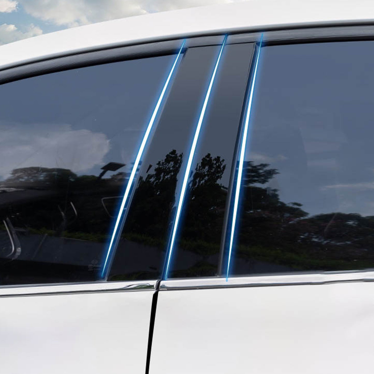 4x Black Pillar Post Cover Trims Suitable For Dodge Ram 1500 Crew Cab / Quad Cab 2009-2018