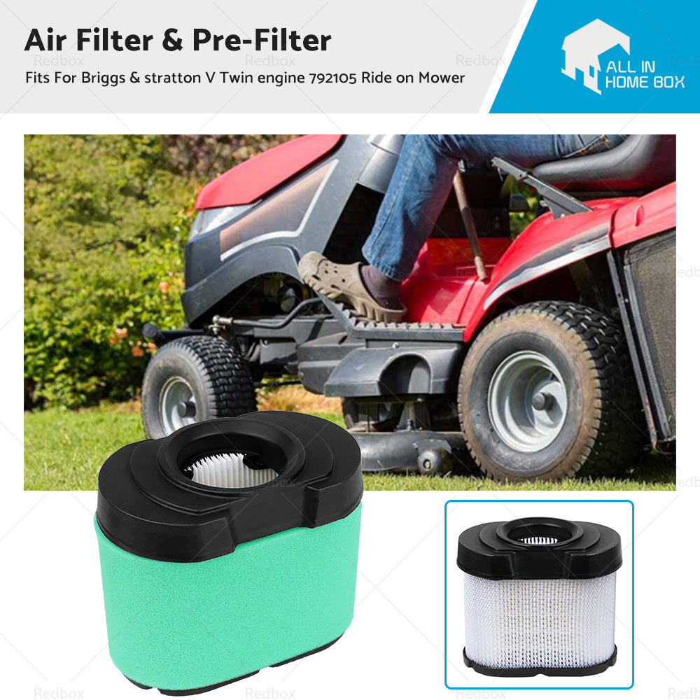 Air Filter and Pre-Filter For Briggs and Stratton V Twin Engine 792105 Ride on Mower