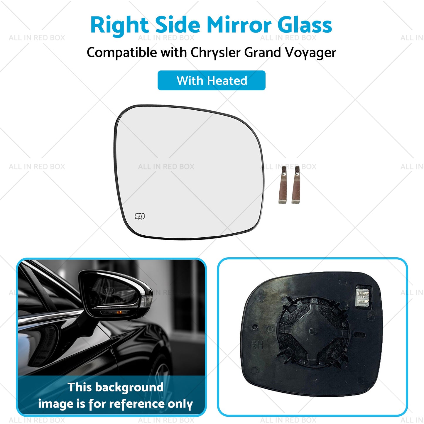 {{ Right Side Mirror Glass Suitable for Chrysler Grand Voyager 08-15 Heated Convex }} - Buy Car Parts Online at {{ Kaka Auto Parts }}.