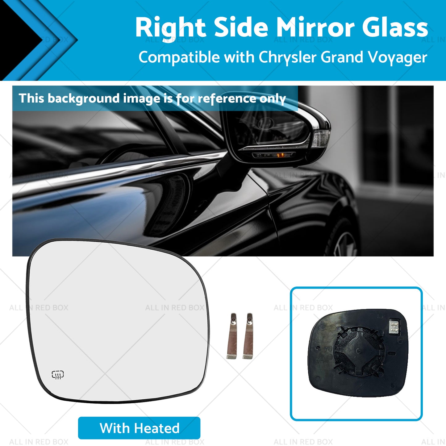 {{ Right Side Mirror Glass Suitable for Chrysler Grand Voyager 08-15 Heated Convex }} - Buy Car Parts Online at {{ Kaka Auto Parts }}.