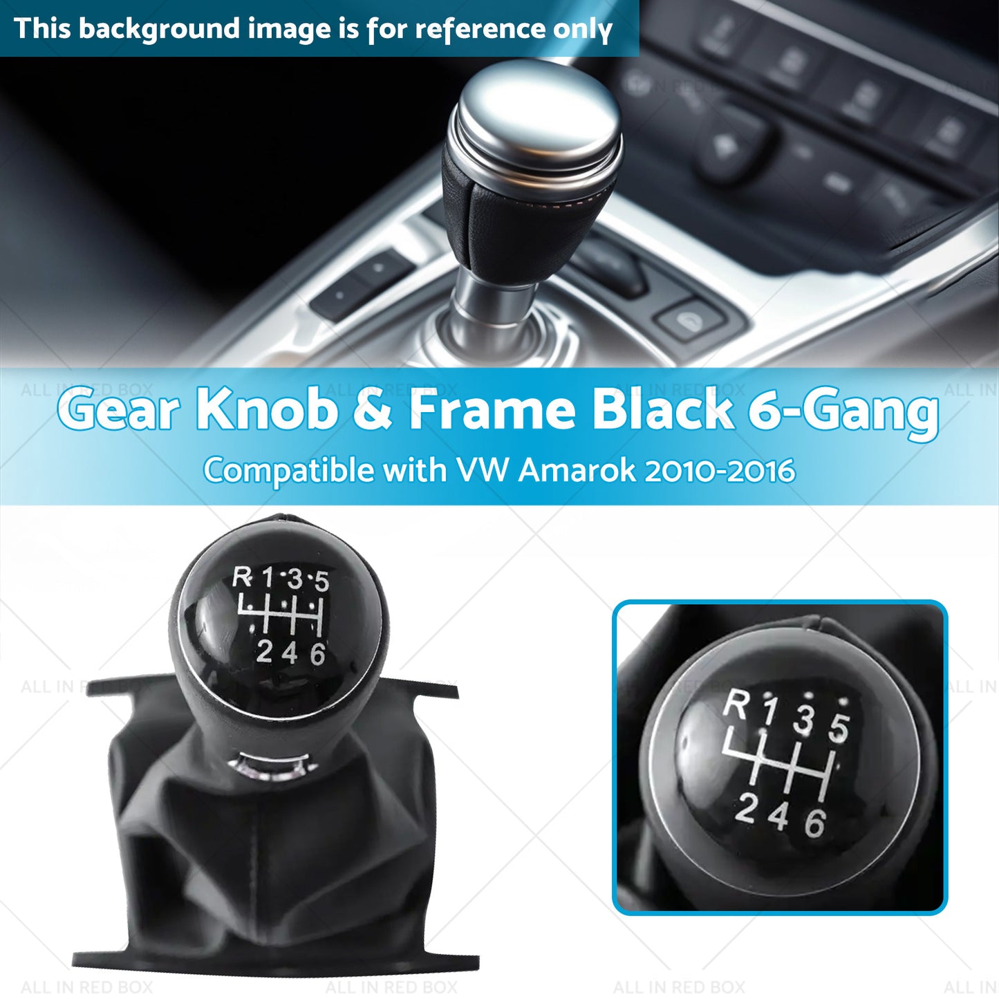 Gear Knob and Frame Black 6-Gang Suitable for VW Amarok 2010-2016