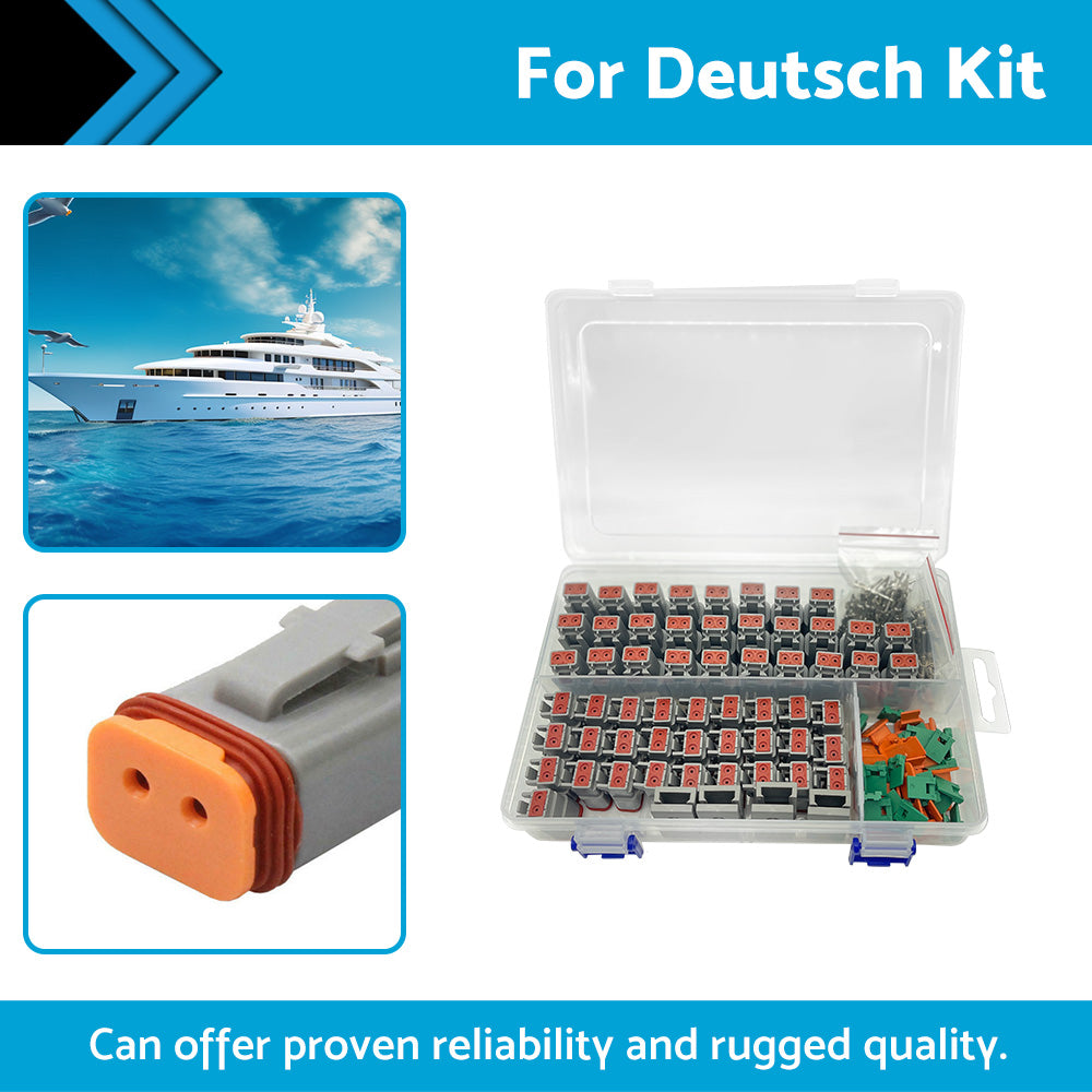 {{ 233Pcs Deutsch Kit DT 2 Way Series Connector Plug Waterproof Auto Marine DT2 Pin }} - Buy Car Parts Online at {{ Kaka Auto Parts }}.