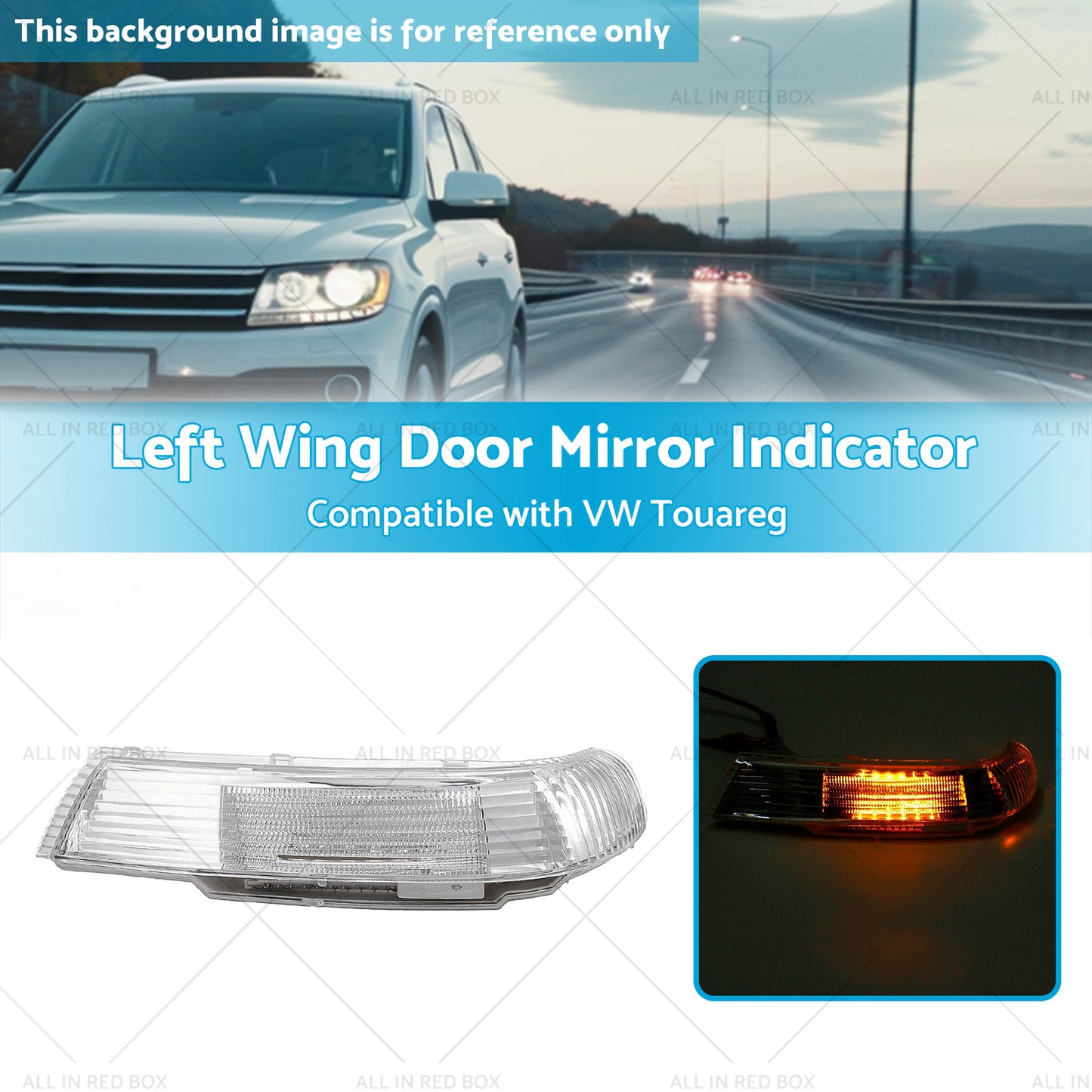 {{ Front Left Wing Door Mirror Indicator Suitable for VW Touareg 7L 09 or 03-11 or 06 }} - Buy Car Parts Online at {{ Kaka Auto Parts }}.