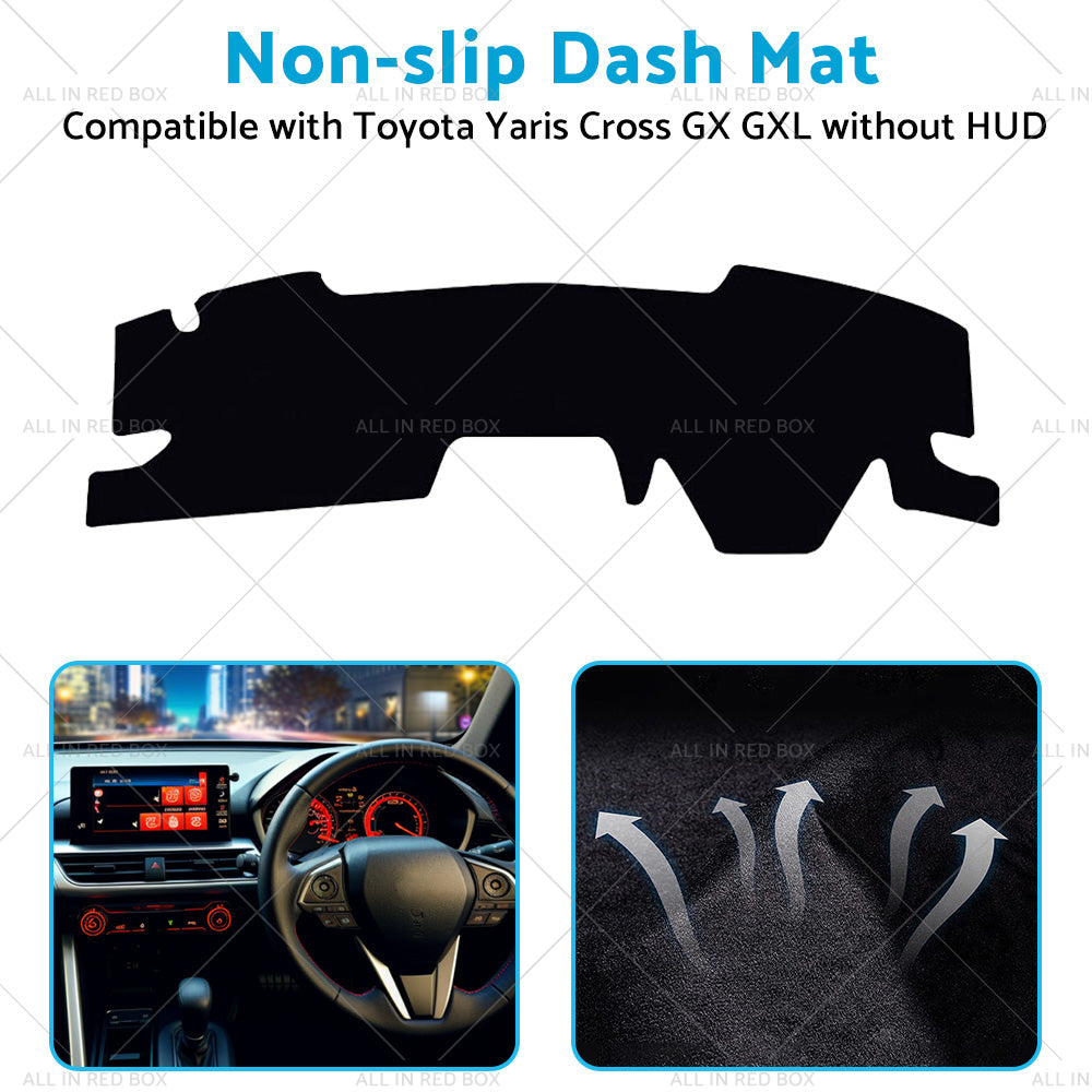 {{ Black Non-Slip Dash Mat Cover Suitable For Toyota Yaris Cross GX GXL 5 2020-2022 }} - Buy Car Parts Online at {{ Kaka Auto Parts }}.